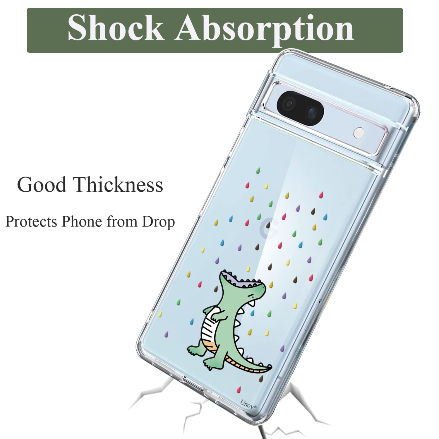 Étui compatible avec le Pixel 7a Clear avec le Design souple TPU absorbant les chocs mince arrière protecteur motif en relief pour Pixel 7a 5G de 6.1