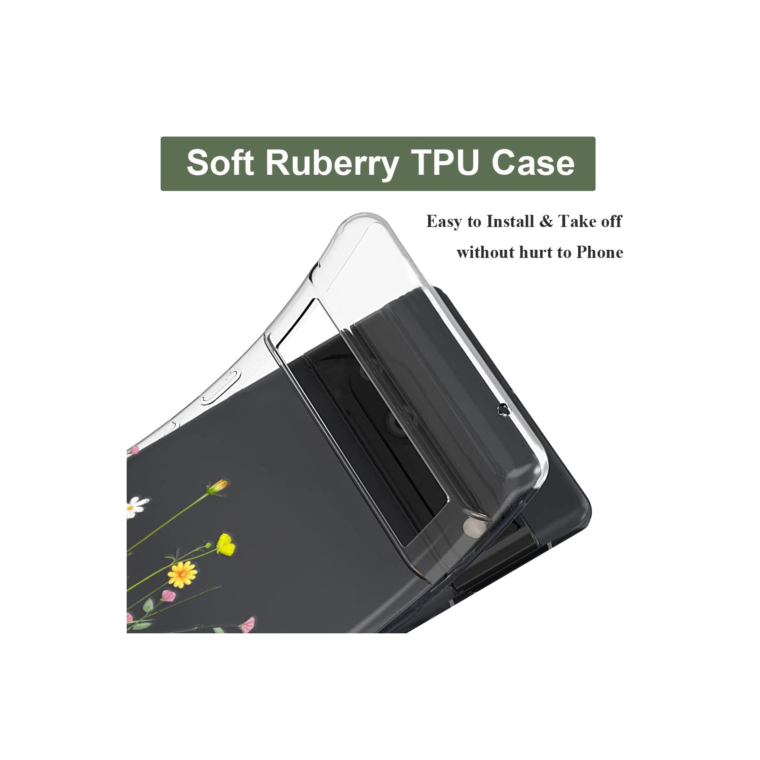 Étui compatible avec le Pixel 7a Clear avec Design Soft Shock absorption des chocs Étui arrière protecteur mince en relief pour Pixel 7a 5G de 6.1 po