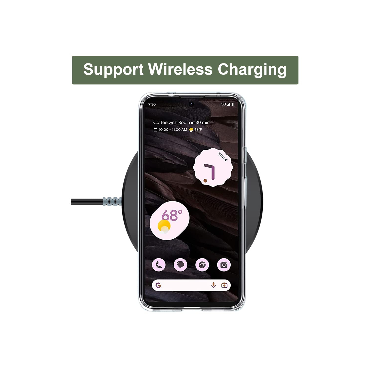 Étui compatible avec le Pixel 7a Clear avec Design Soft Shock absorption des chocs Étui arrière protecteur mince en relief pour Pixel 7a 5G de 6.1 po