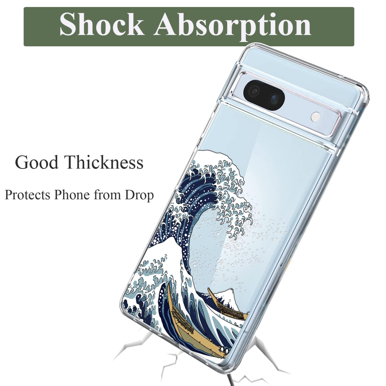 Étui compatible avec le Pixel 7a Clear avec Design Soft Shock absorption des chocs Étui arrière mince protecteur en relief pour Pixel 7a 5G de 6.1 po