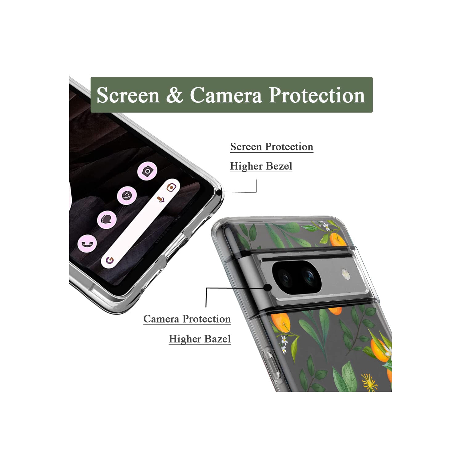 Étui compatible avec le Pixel 7a Clear avec Design Soft Shock absorption des chocs Étui arrière protecteur mince en relief pour Pixel 7a 5G de 6.1 po