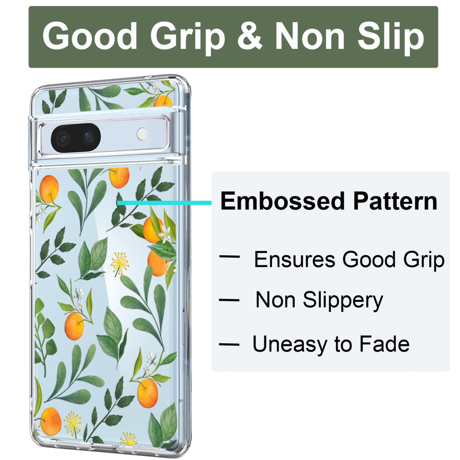 Étui compatible avec le Pixel 7a Clear avec Design Soft Shock absorption des chocs Étui arrière protecteur mince en relief pour Pixel 7a 5G de 6.1 po