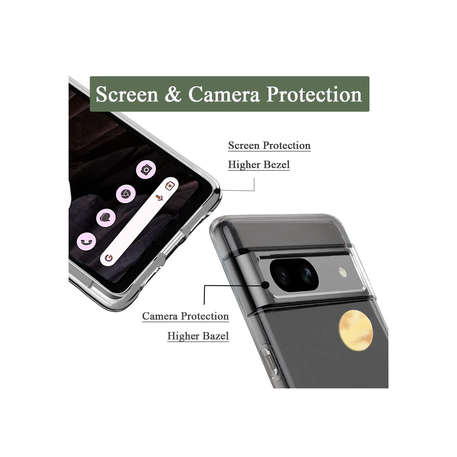 Étui compatible avec le Pixel 7a Clear avec Design Soft Shock absorption des chocs mince, motif en relief, couverture arrière protection pour Pixel