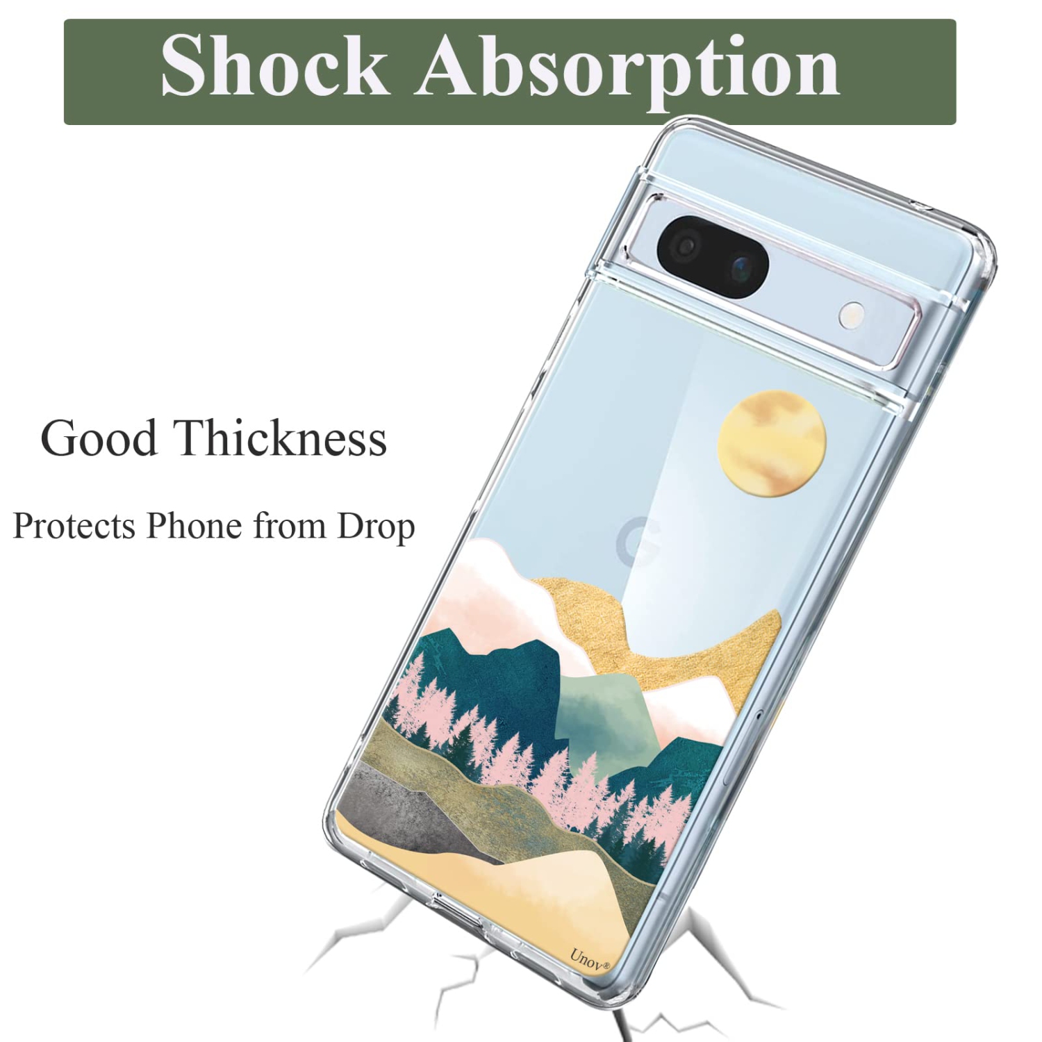 Étui compatible avec le Pixel 7a Clear avec Design Soft Shock absorption des chocs mince, motif en relief, couverture arrière protection pour Pixel