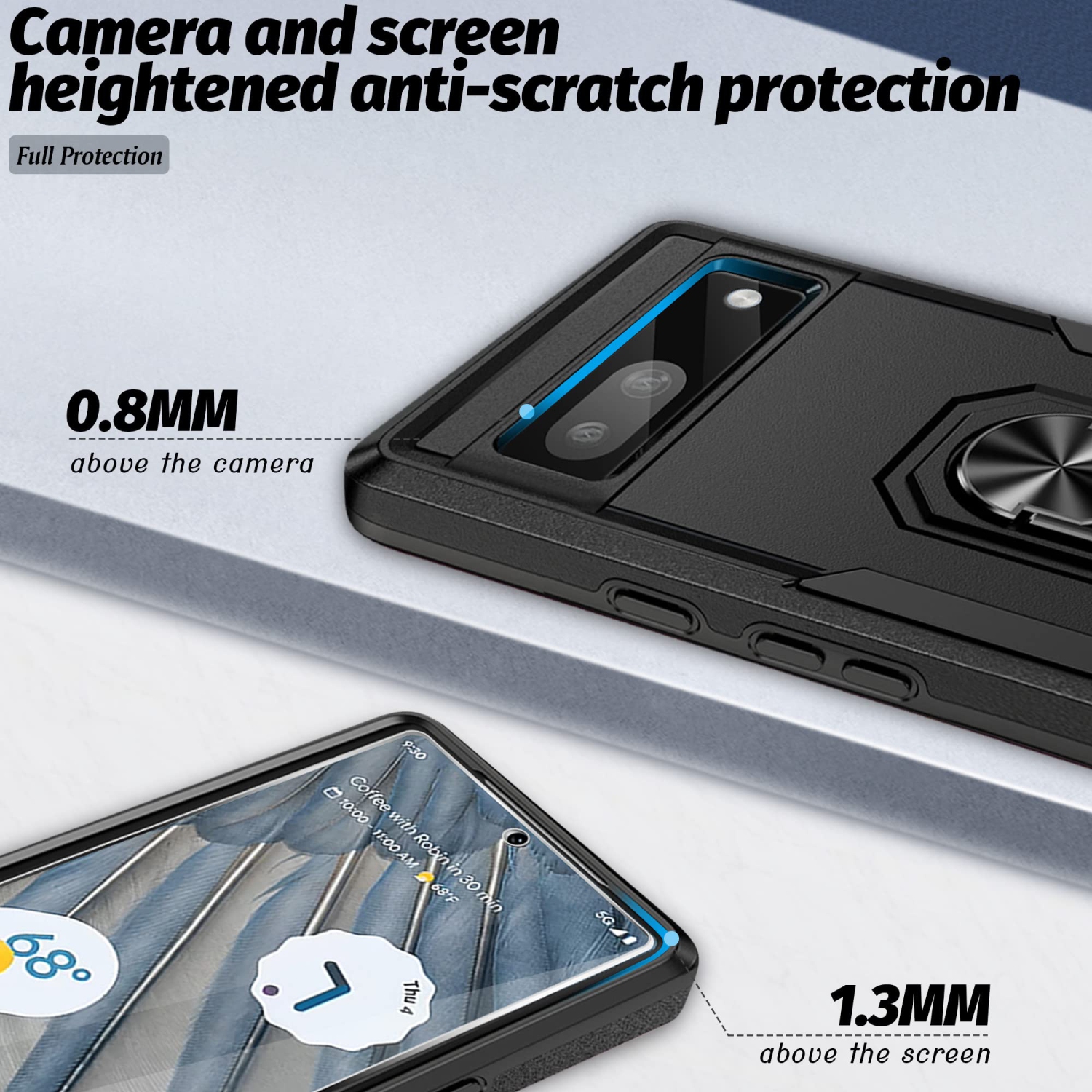 Étui 5-en-1 pour Pixel 7A 5G de Google, étui béquille, protecteur d’écran et protecteur d’objectif d’appareil photo pour Pixel 7A 5G de Google,