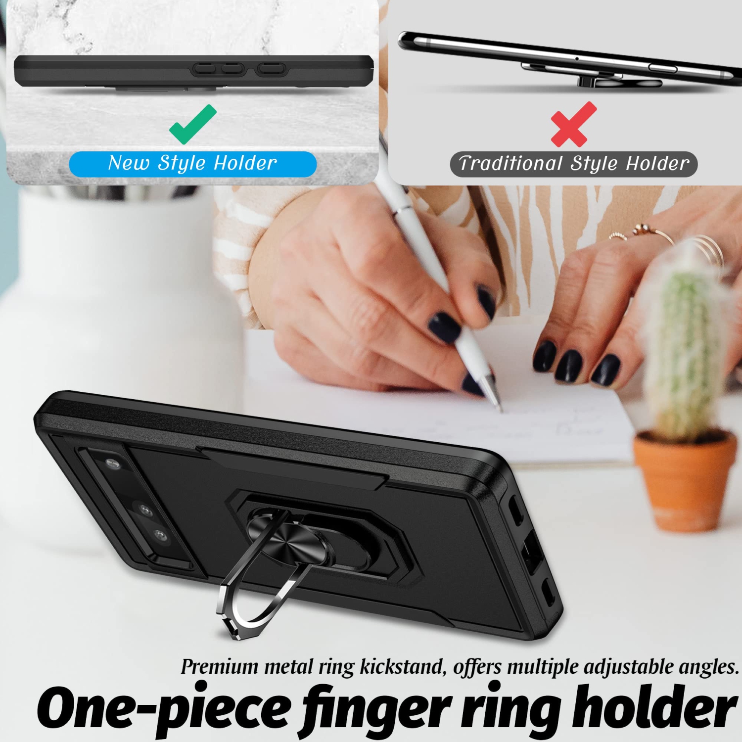 Étui 5-en-1 pour Pixel 7A 5G de Google, étui béquille, protecteur d’écran et protecteur d’objectif d’appareil photo pour Pixel 7A 5G de Google,