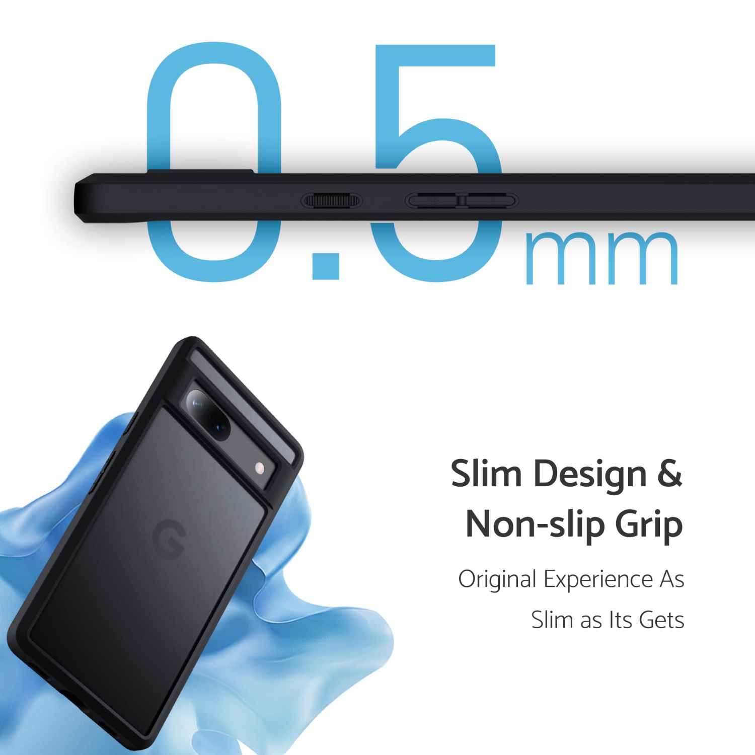 Google – Étui protecteur pour Pixel 7A, mince, givré translucide, coque arrière rigide, pour Pixel 7A de Google, noir