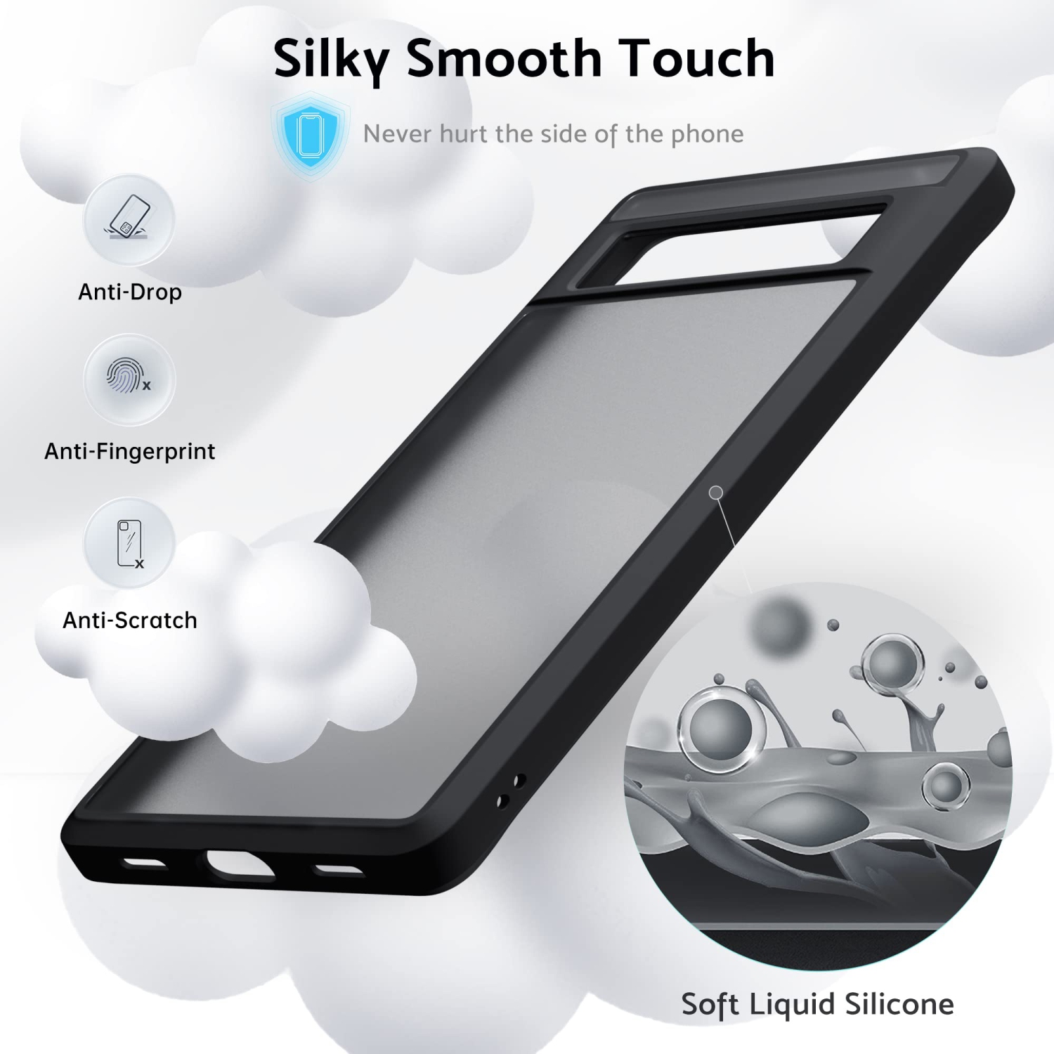 Google – Étui protecteur pour Pixel 7A, mince, givré translucide, coque arrière rigide, pour Pixel 7A de Google, noir