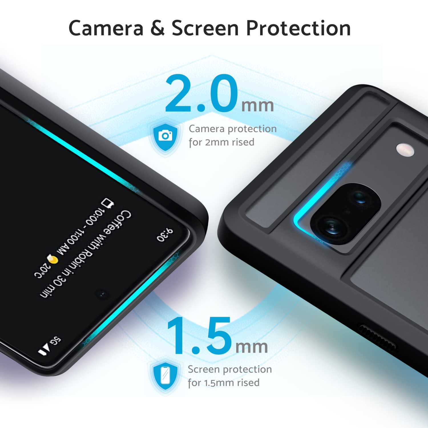 Google – Étui protecteur pour Pixel 7A, mince, givré translucide, coque arrière rigide, pour Pixel 7A de Google, noir