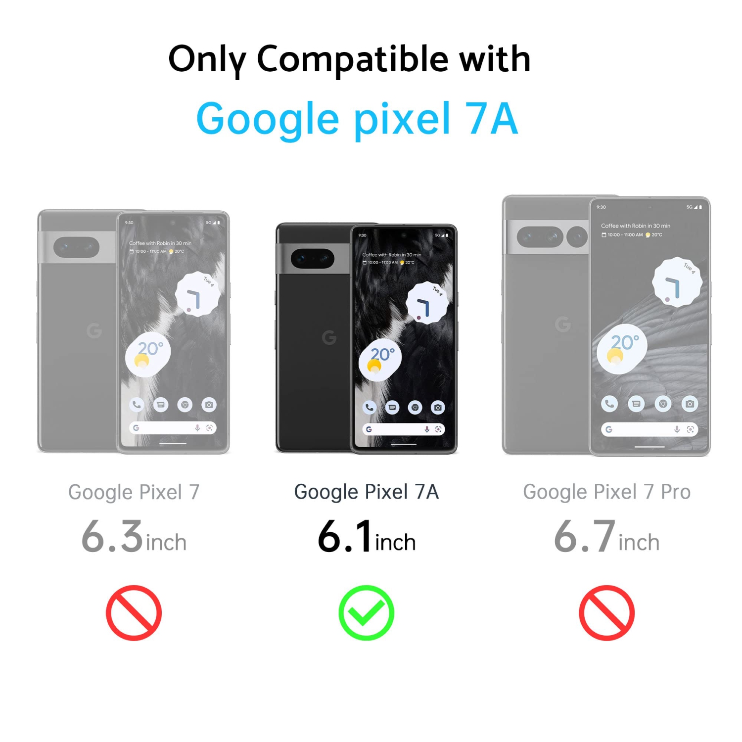 Google – Étui protecteur pour Pixel 7A, mince, givré translucide, coque arrière rigide, pour Pixel 7A de Google, noir