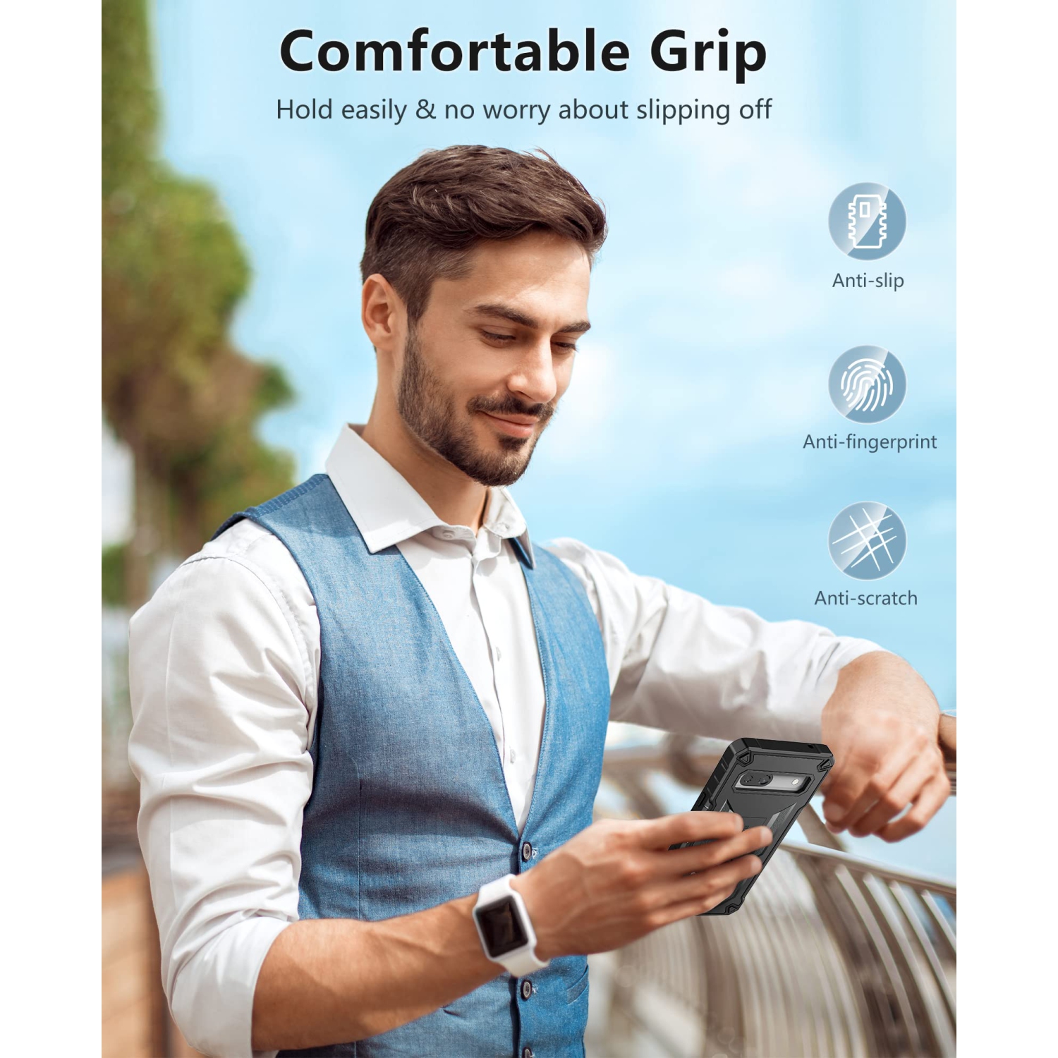 Google Pixel 7A Case: Military Grade Drop Proof Cell Phone Cover with Kickstand & Holster | Rugged Shockproof TPU Protective Matte Textured Tough 5G