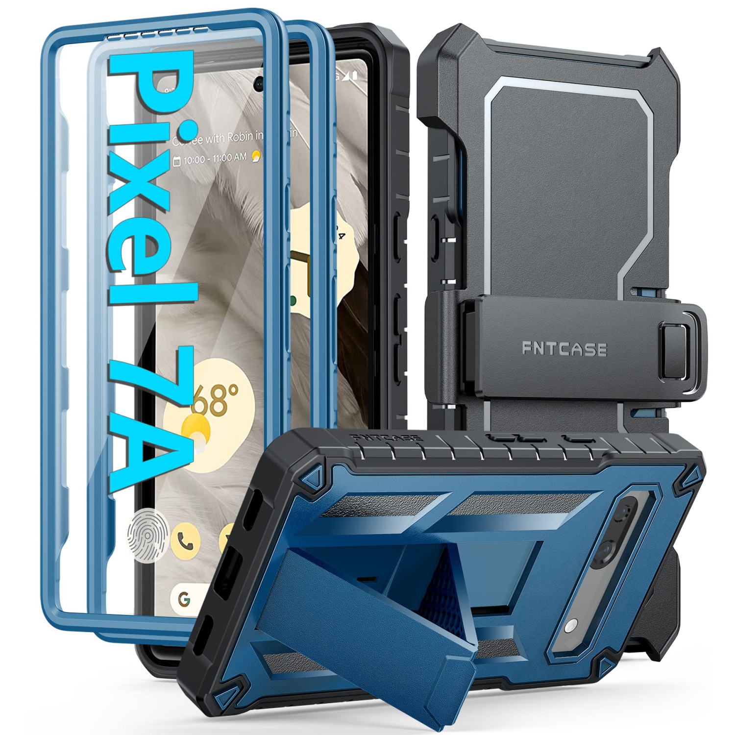 Google Pixel 7A Case: Military Grade Drop Proof Cell Phone Cover with Kickstand & Holster | Rugged Shockproof TPU Protective Matte Textured Tough 5G