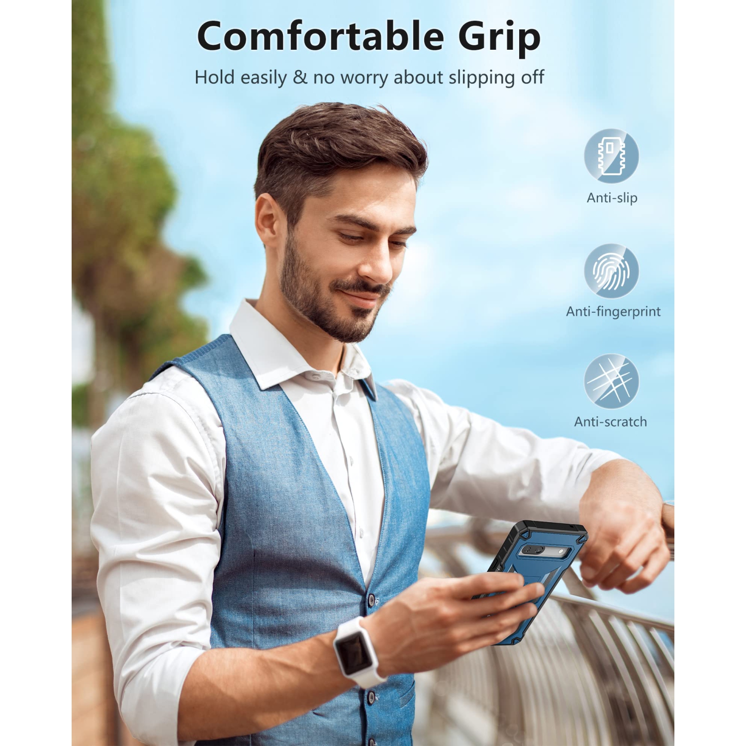 Google Pixel 7A Case: Military Grade Drop Proof Cell Phone Cover with Kickstand & Holster | Rugged Shockproof TPU Protective Matte Textured Tough 5G