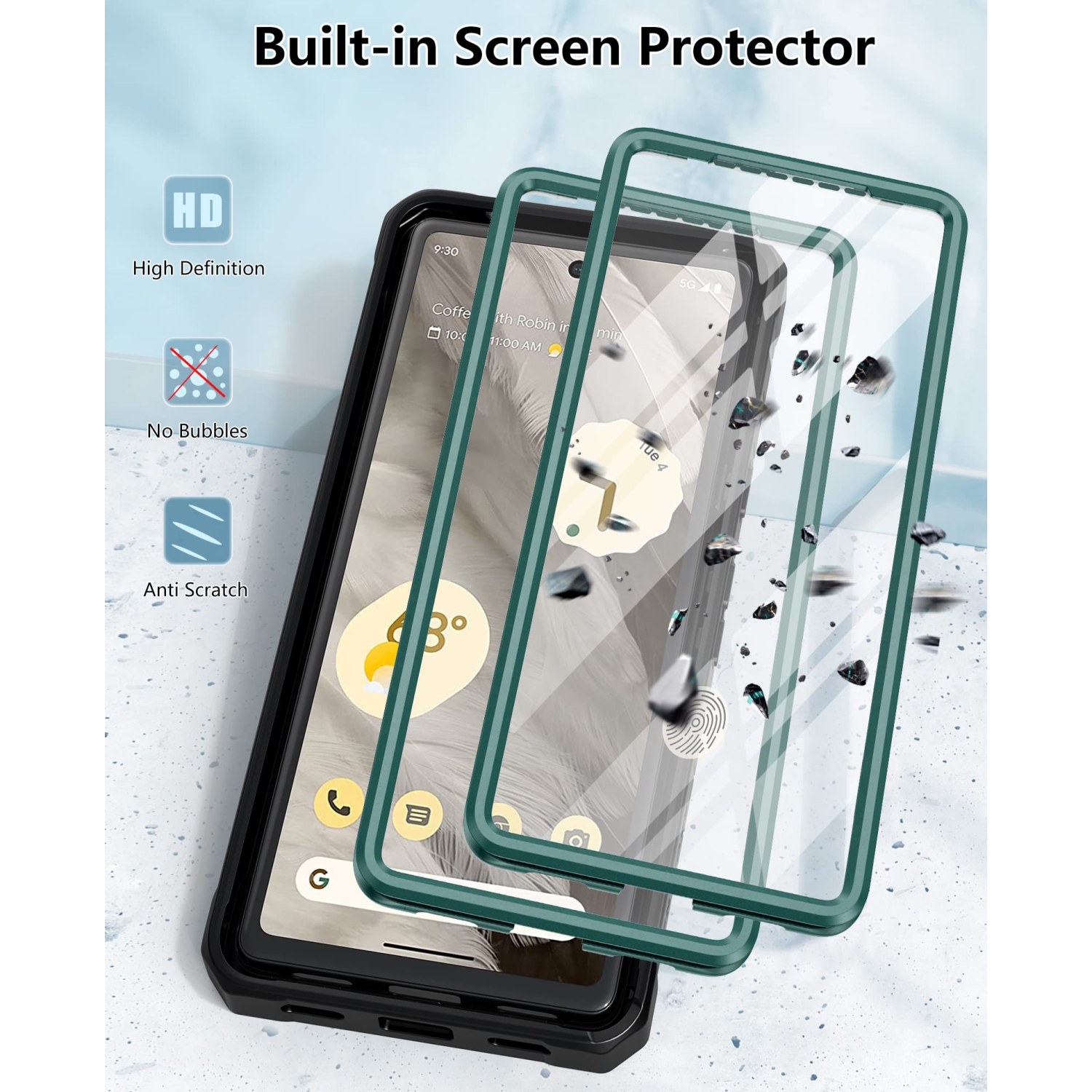 Google Pixel 7A Case: Military Grade Drop Proof Cell Phone Cover with Kickstand & Holster | Rugged Shockproof TPU Protective Matte Textured Tough 5G