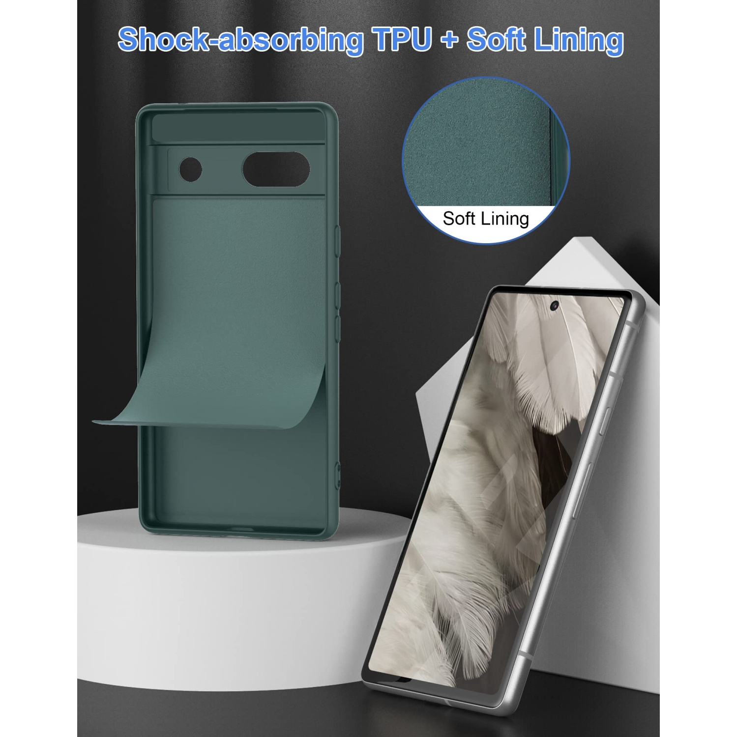 Étui mince de CreSee pour Pixel 7a de Google, étui TPU avec protection d’appareil photo, intérieur souple, mince et souple pour Pixel 7a - Vert