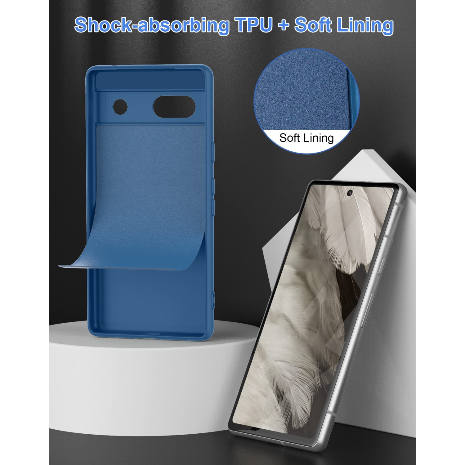 Cresee Thin Google Pixel 7a Case, TPU Cover with Camera Protection Soft Interior Slim Flexible Phone Case for Pixel 7a - Blue