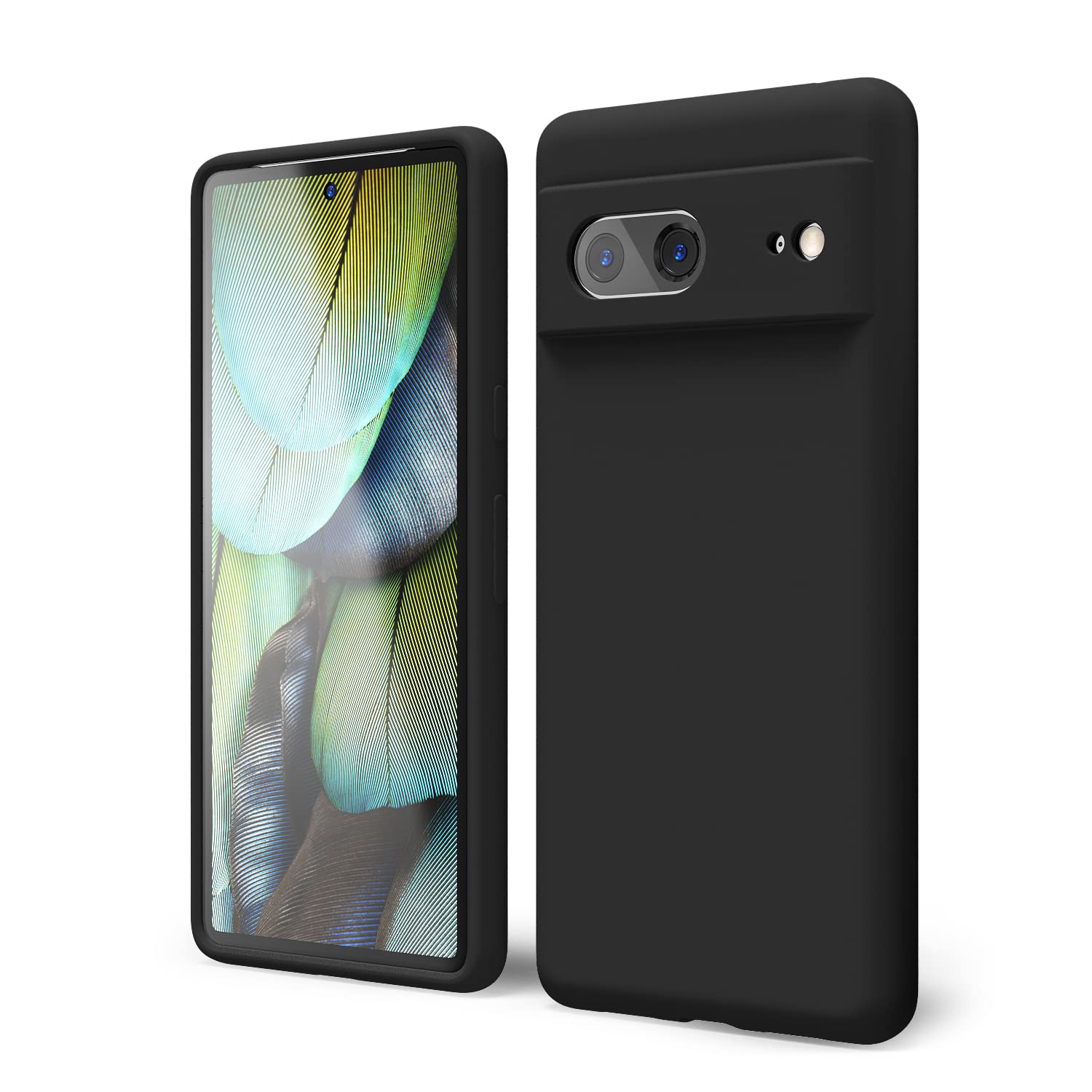 Designed for Google Pixel 7A Case Silicone Grip, Soft Rubber Gel Phone Case for Women Girl Cute, Thin Slim Flexible Protective TPU 6.1", Black