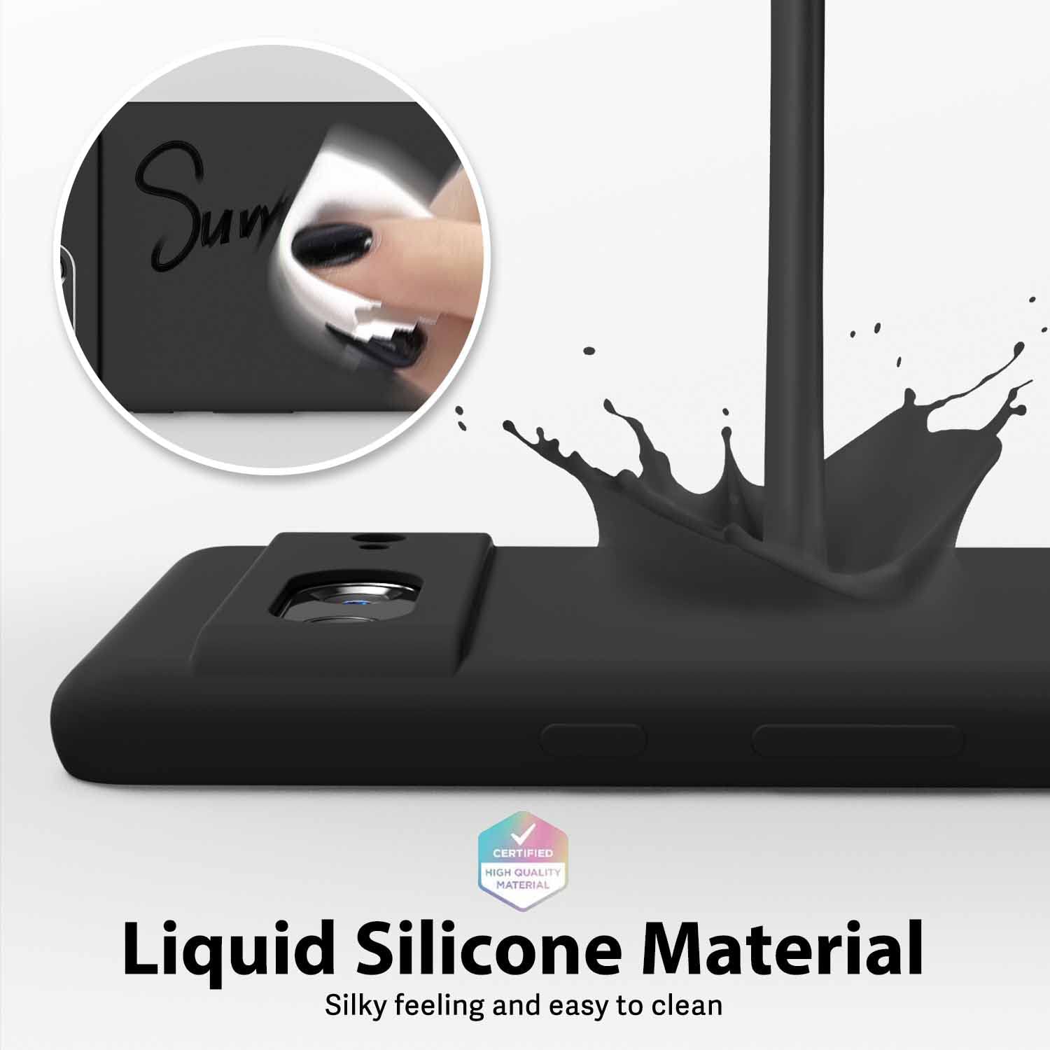 Designed for Google Pixel 7A Case Silicone Grip, Soft Rubber Gel Phone Case for Women Girl Cute, Thin Slim Flexible Protective TPU 6.1", Black