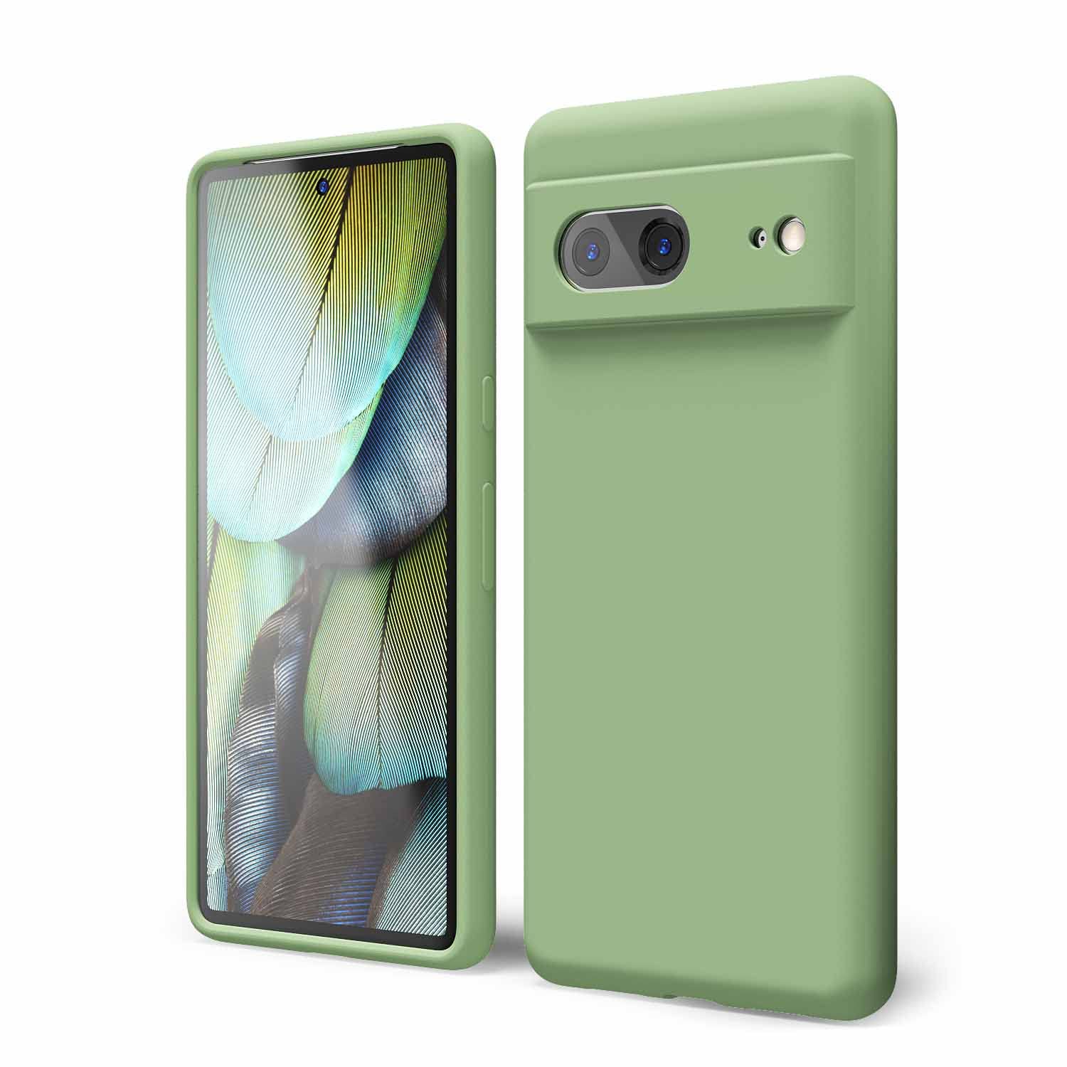 Conçu pour Google Pixel 7A Étui silicone Grip, étui en gel souple pour femmes cute, mince et flexible TPUR, 6.1 po, menthe
