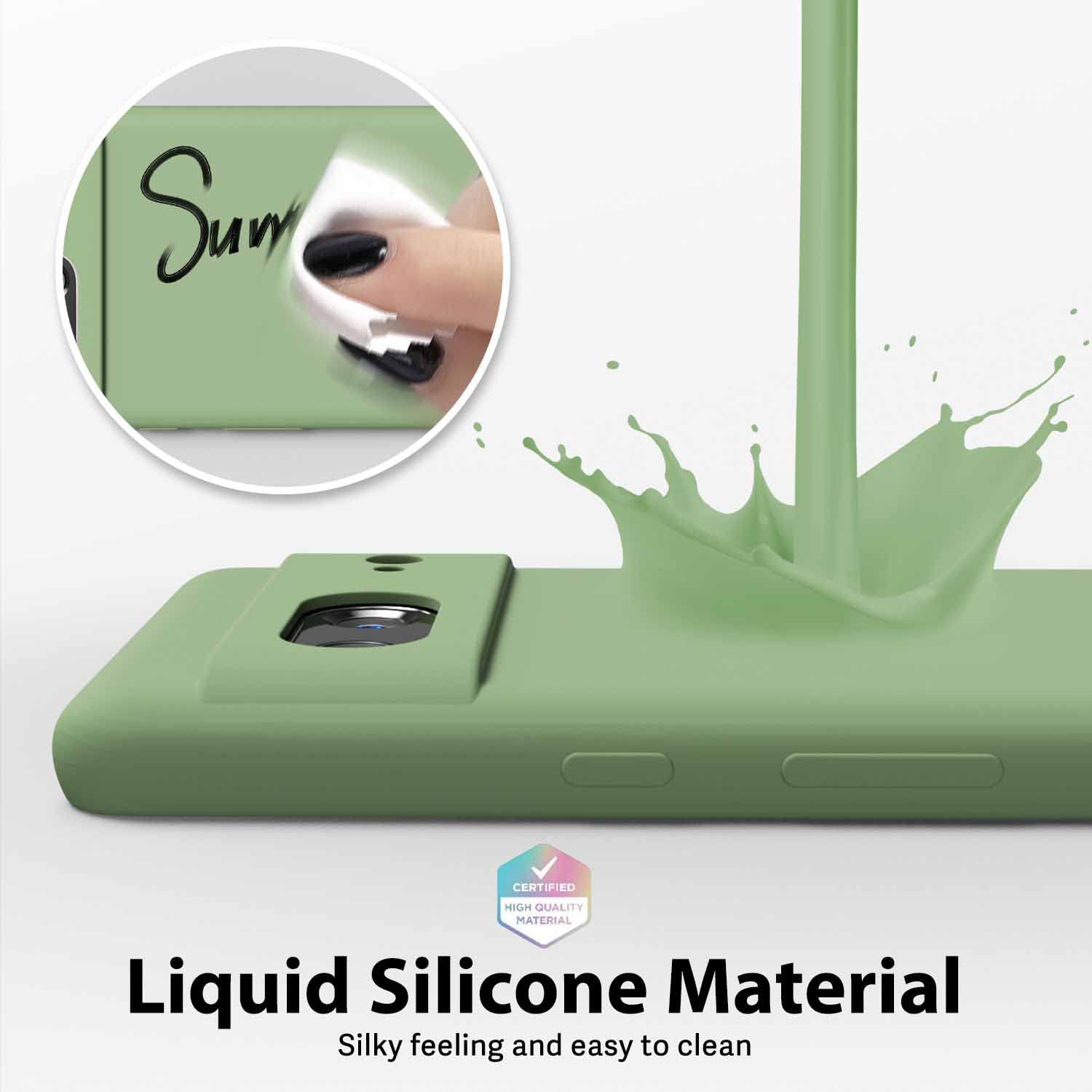 Conçu pour Google Pixel 7A Étui silicone Grip, étui en gel souple pour femmes cute, mince et flexible TPUR, 6.1 po, menthe