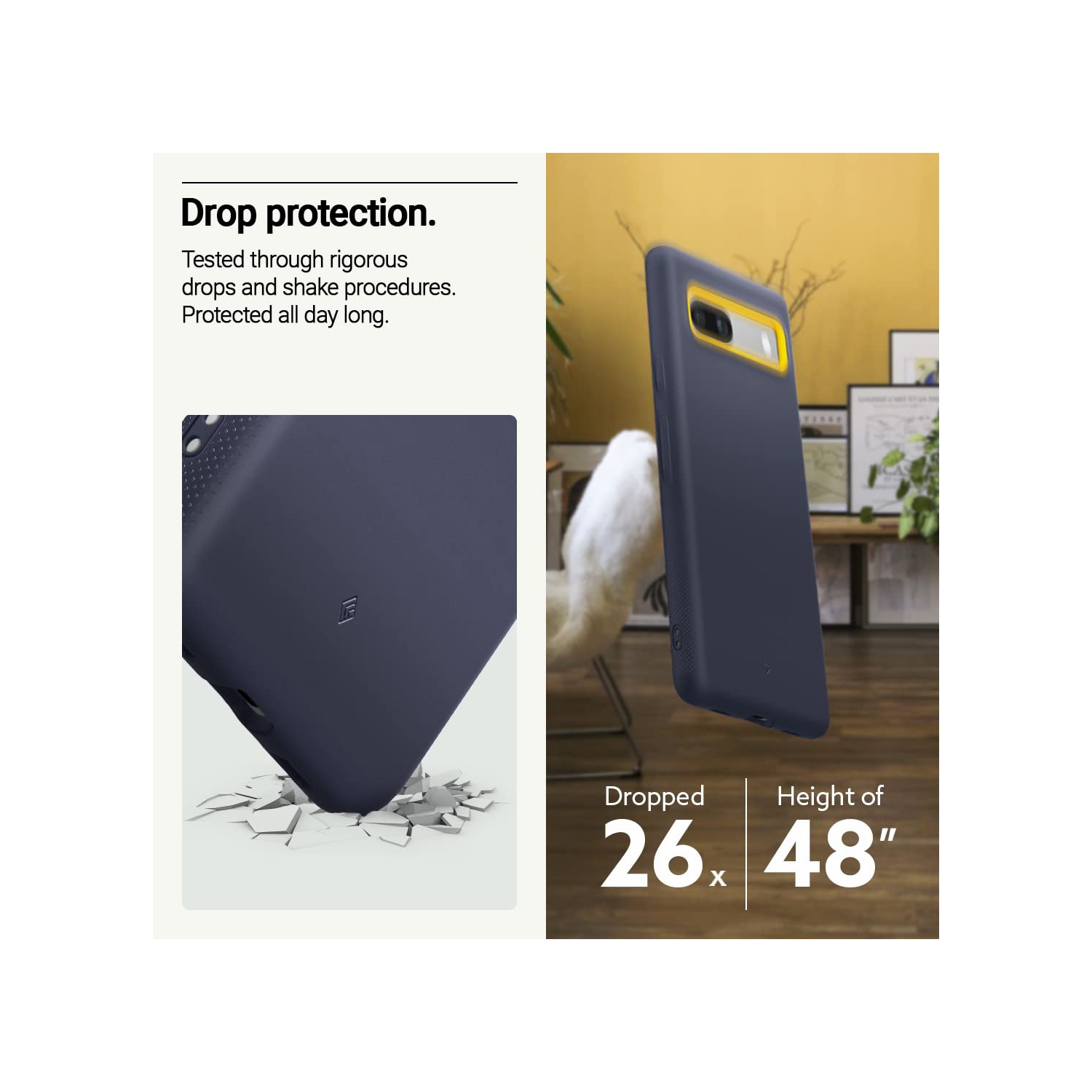 Google Pixel 7a case 5G Military Grade Drop Tested Dual Layer Silicone Case - Blueberry Navy