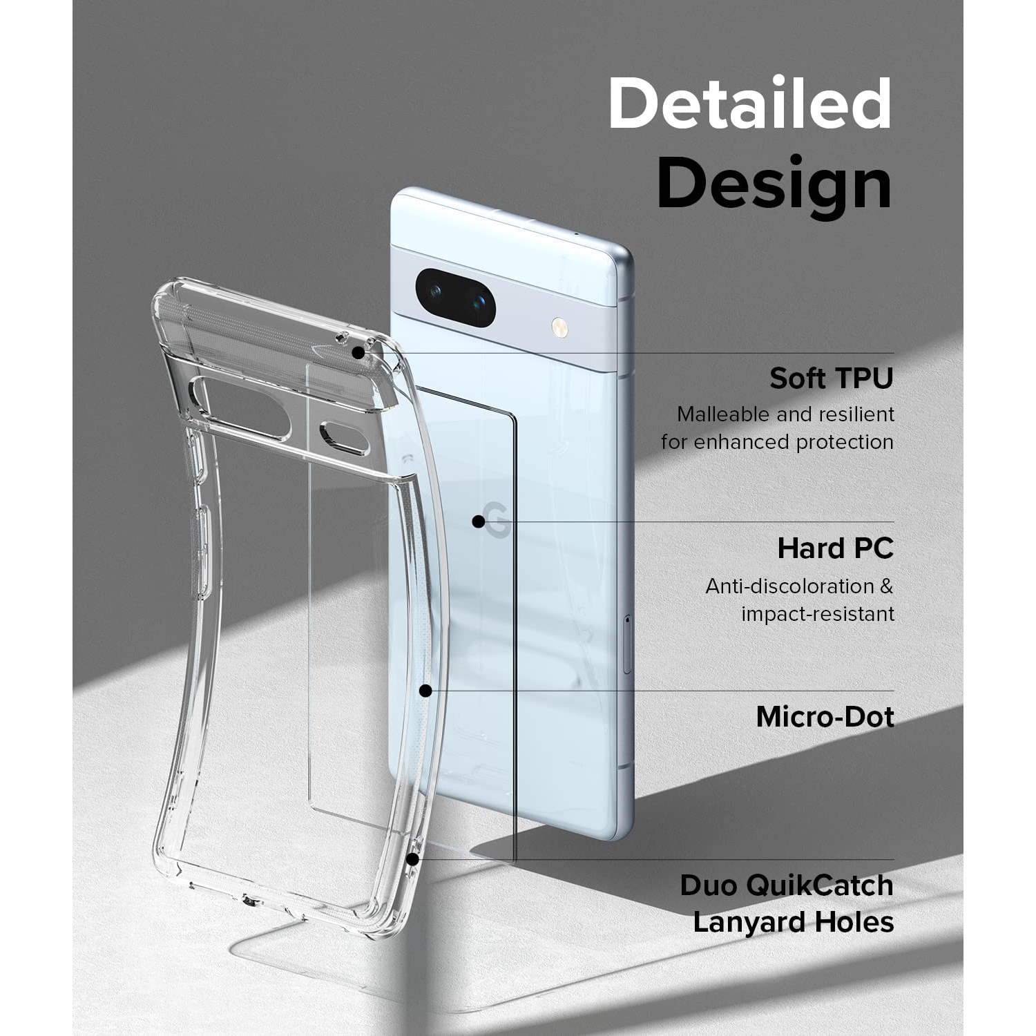 Étui pour Pixel 7a de Google, pare-chocs antichoc transparent pour femmes, hommes - transparent