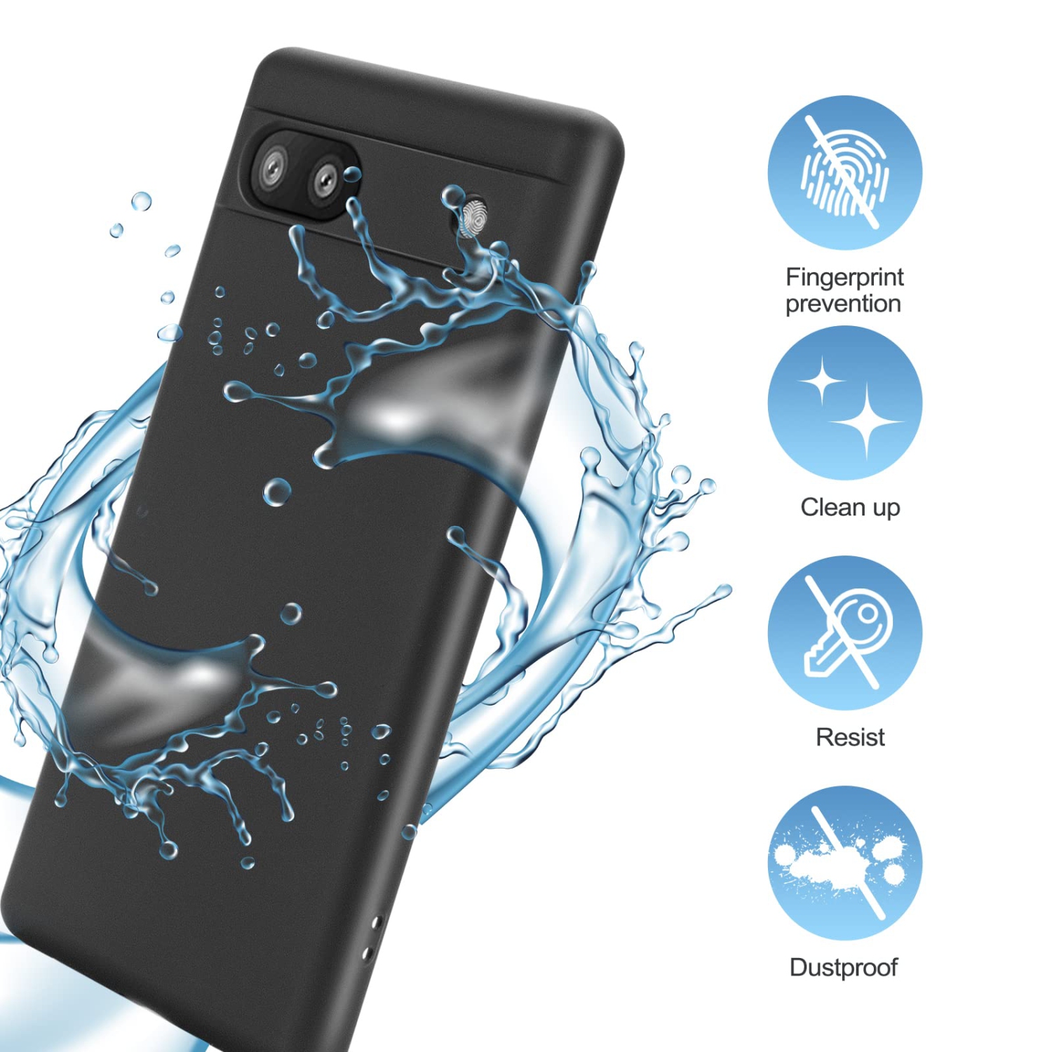 Étui pleine grandeur résistant antichoc, silicone liquide, étui rigide, mince, rigide, protection antiitation, Pixel 7A 5G de Google-Noir