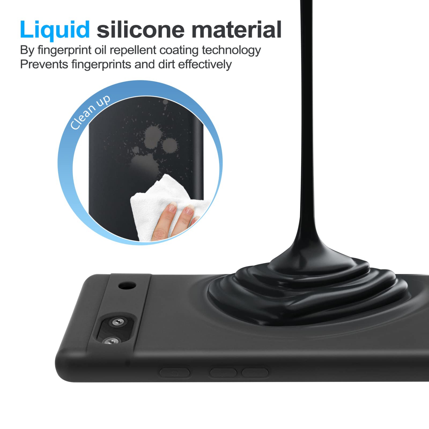 Étui pleine grandeur résistant antichoc, silicone liquide, étui rigide, mince, rigide, protection antiitation, Pixel 7A 5G de Google-Noir