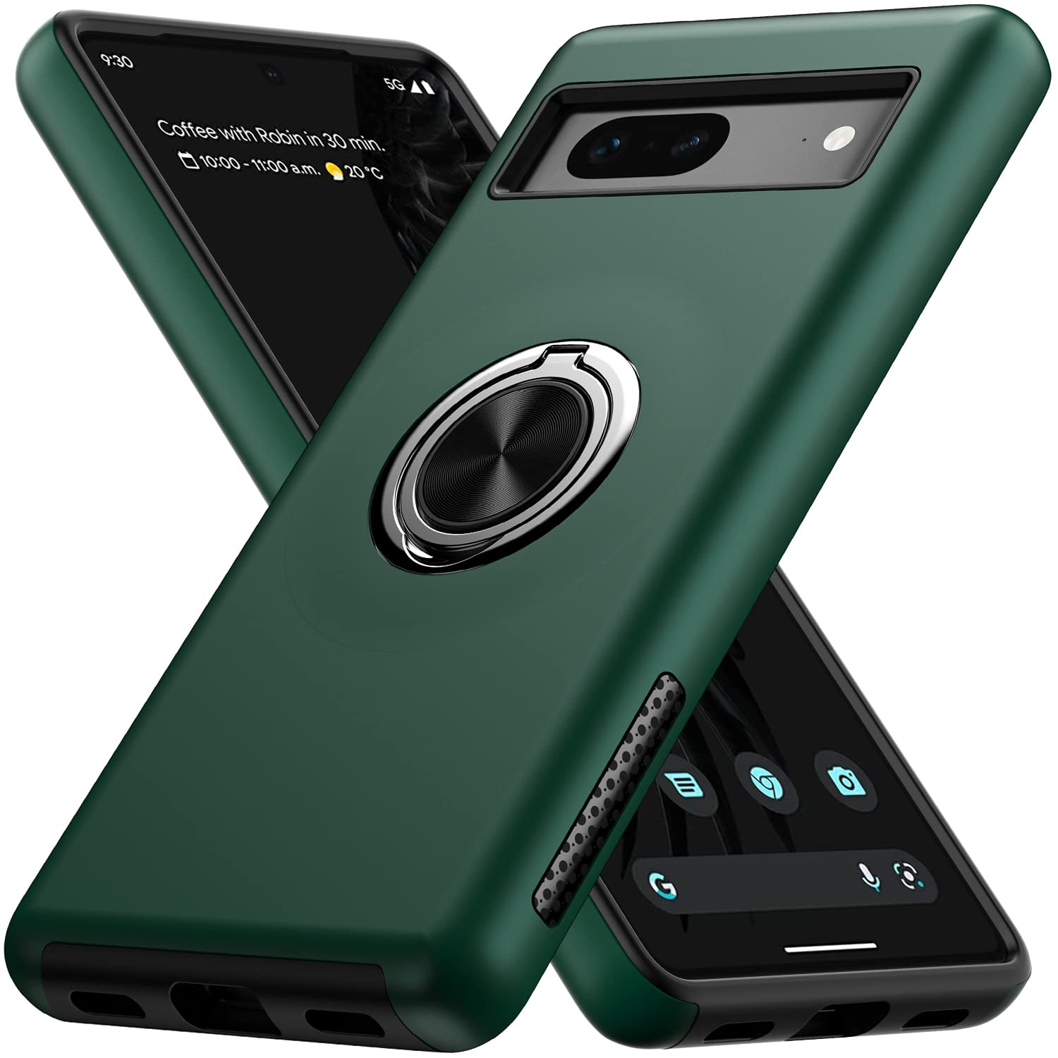Google Pixel 7A Case,Dual Layer Military Grade Drop Protection Slim Pixel 7A Kickstand Case with Hidden Ring Holder Shockproof Protective Phone Case