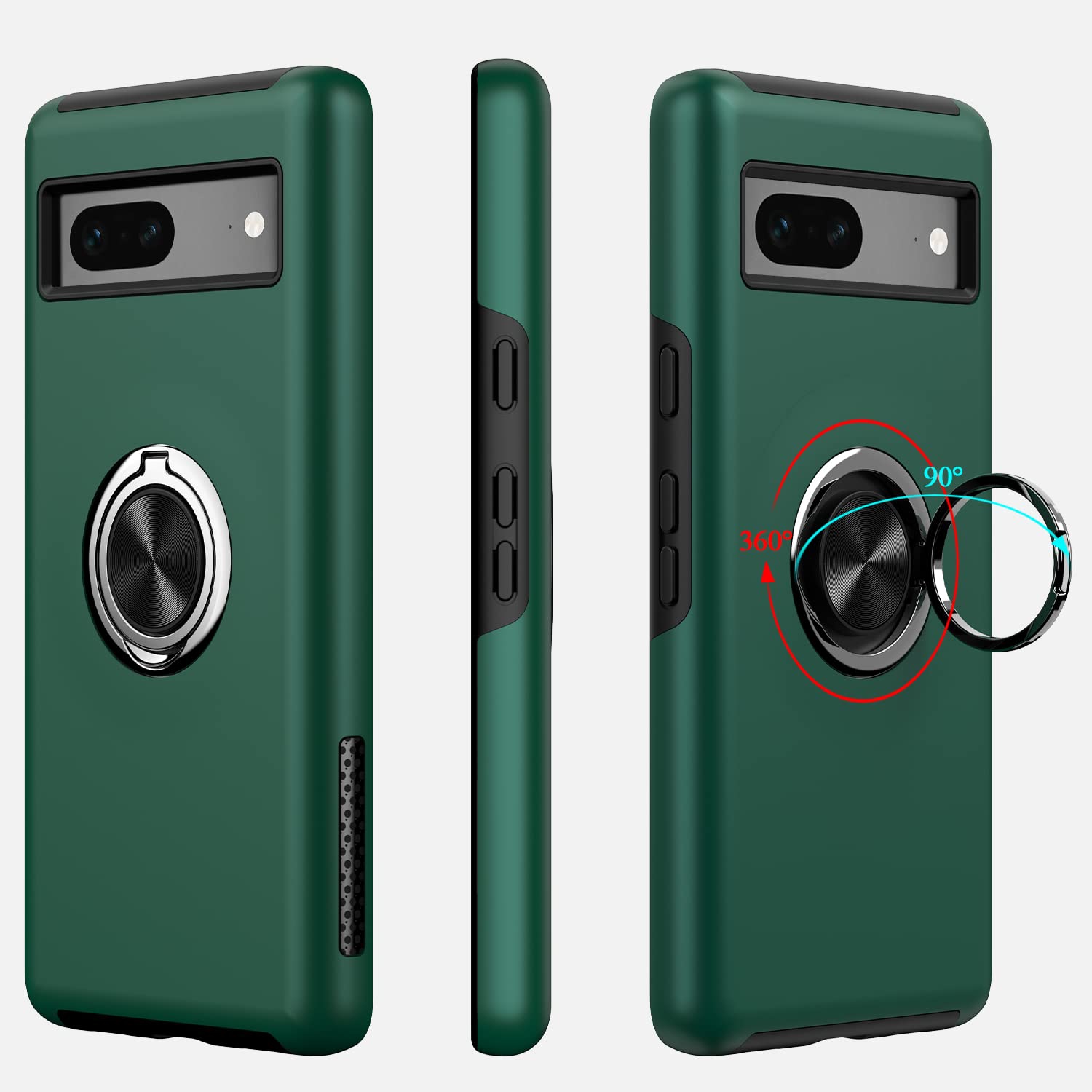 Google Pixel 7A Case,Dual Layer Military Grade Drop Protection Slim Pixel 7A Kickstand Case with Hidden Ring Holder Shockproof Protective Phone Case