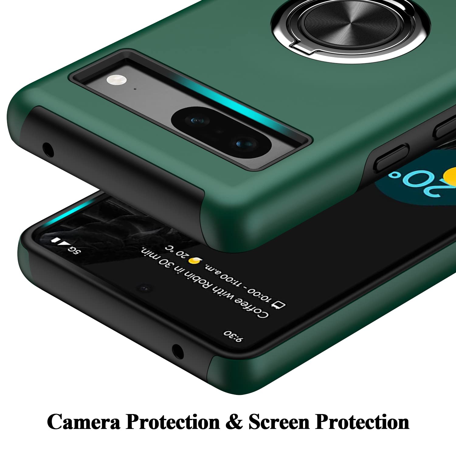 Google Pixel 7A Case,Dual Layer Military Grade Drop Protection Slim Pixel 7A Kickstand Case with Hidden Ring Holder Shockproof Protective Phone Case