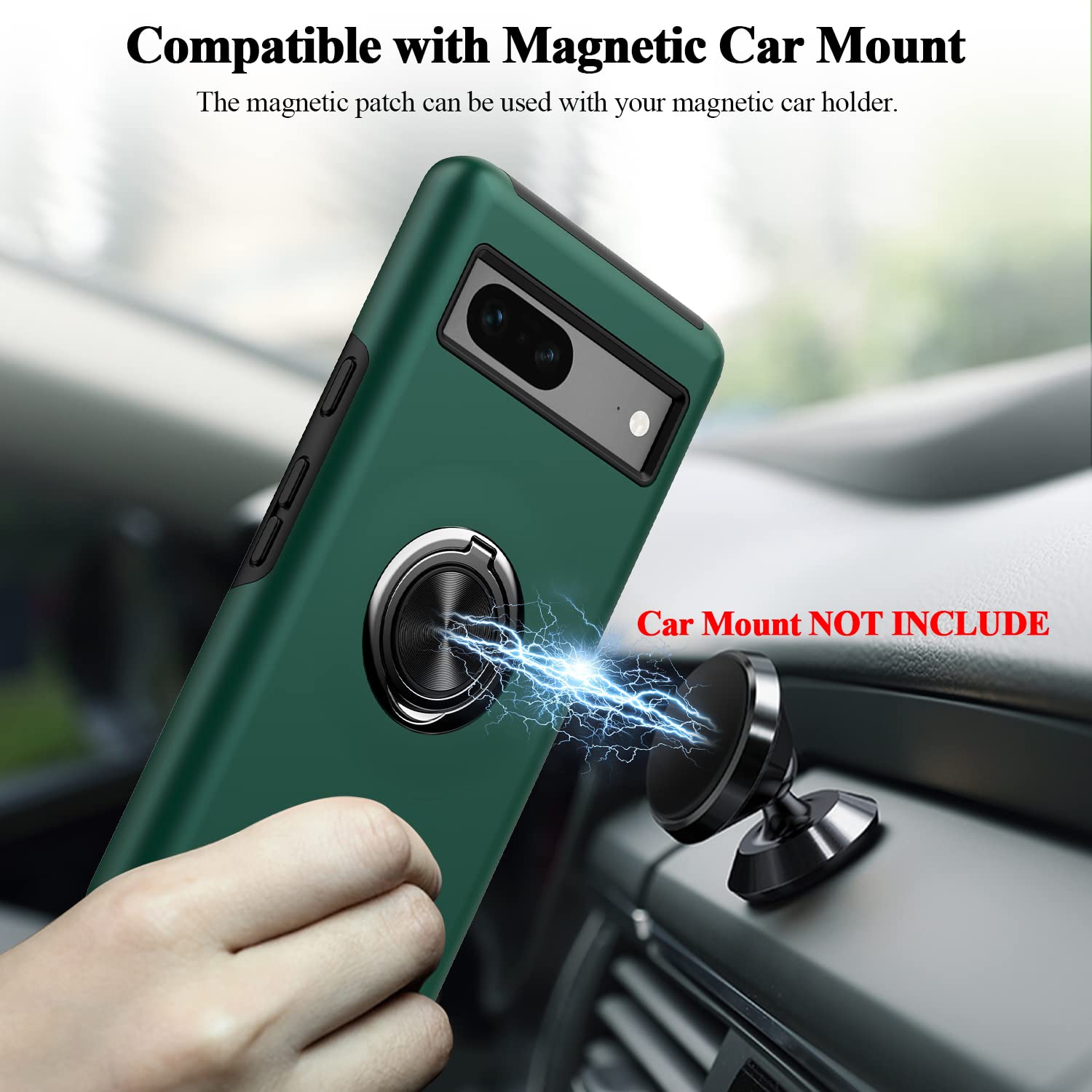 Google Pixel 7A Case,Dual Layer Military Grade Drop Protection Slim Pixel 7A Kickstand Case with Hidden Ring Holder Shockproof Protective Phone Case