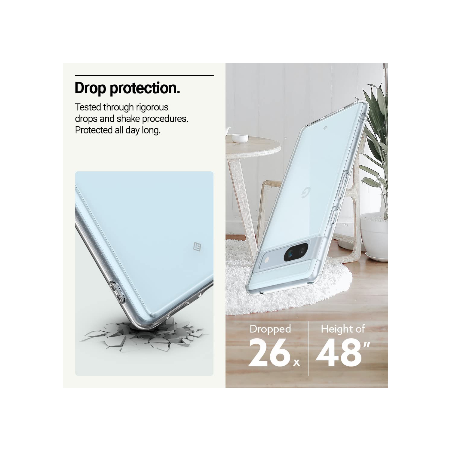 Étui pour Pixel 7a 5G Ultra-Clear de Google antijaunissement de qualité militaire testé - Crystal Clear