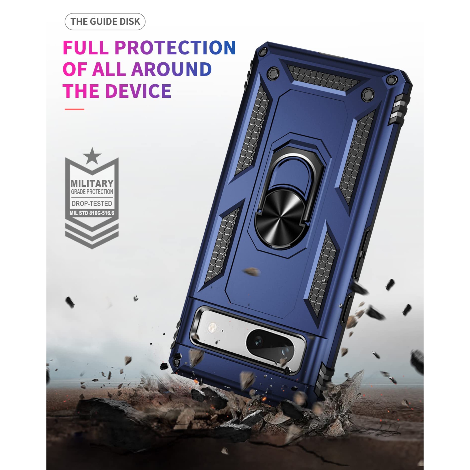 Étui téléphone Pixel 7A Google avec protecteur d’écran, béquille en anneau, protection antichoc, double couche, protection militaire, pour Pixel 7A