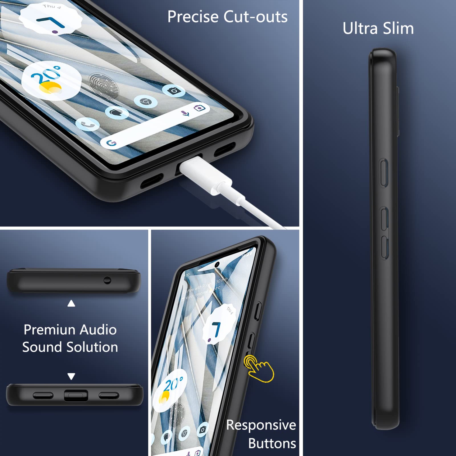 Étui pour Pixel 7A, étui pour Pixel 7A de Google, étui antichoc intégral pour Pixel 7 a, protecteur d’écran intégré antichoc, étui protecteur