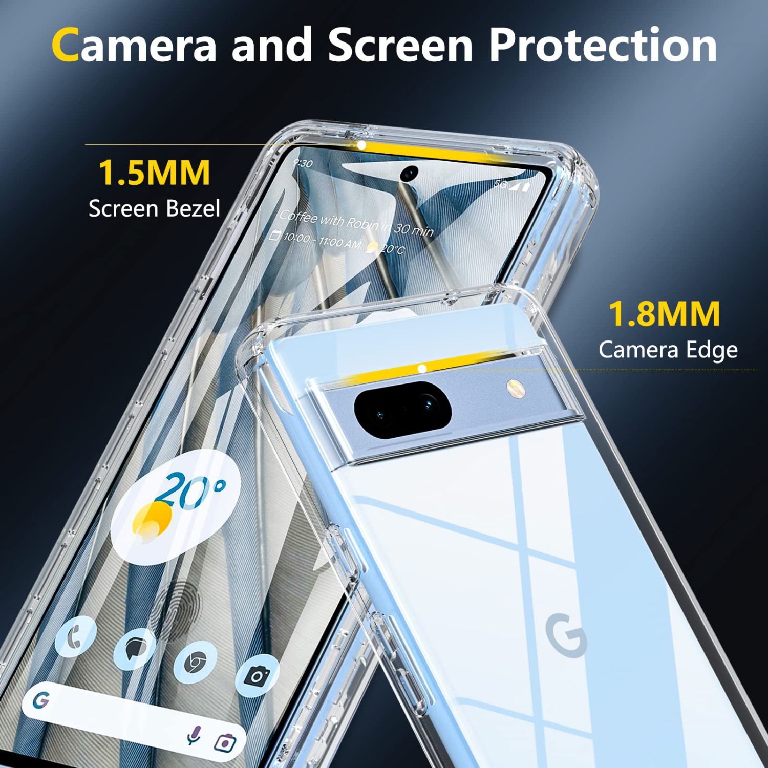 Étui pour Pixel 7A, étui pour Pixel 7A de Google, étui antichoc intégral pour Pixel 7 a, protecteur d’écran intégré antichoc, étui protecteur