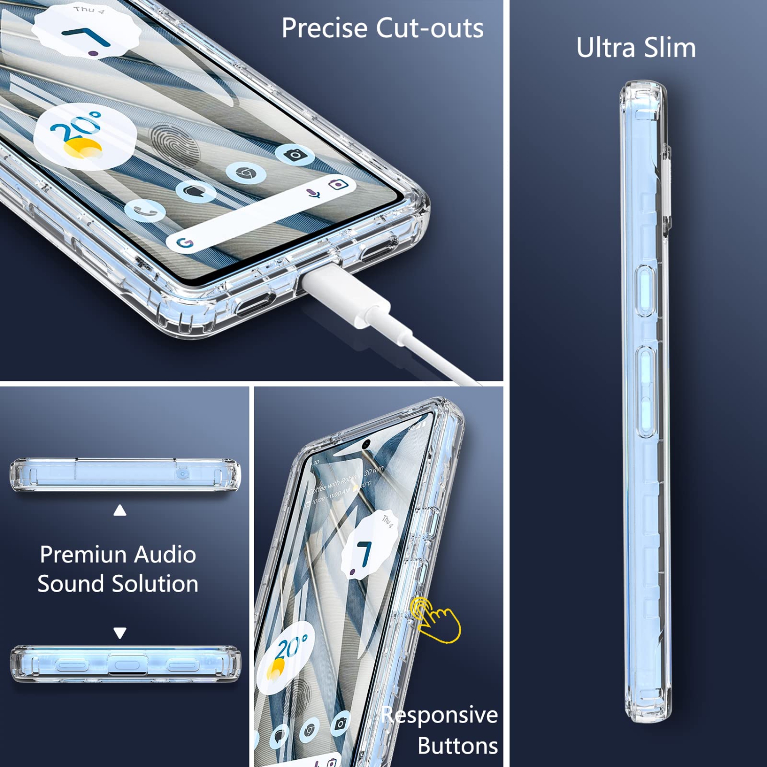 Étui pour Pixel 7A, étui pour Pixel 7A de Google, étui antichoc intégral pour Pixel 7 a, protecteur d’écran intégré antichoc, étui protecteur