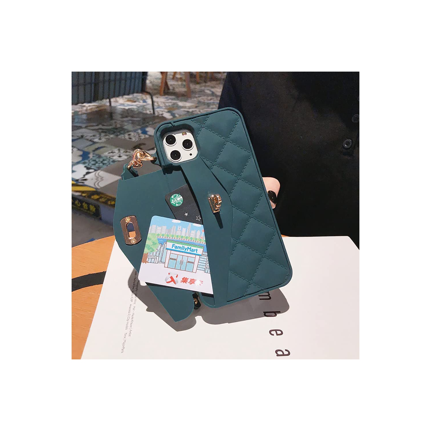 Yodha sans fil compatible avec l’étui portefeuille iPhone 14 avec étui porte-cartes/porte-billets porte-cartes folio à rabat avec dragonne