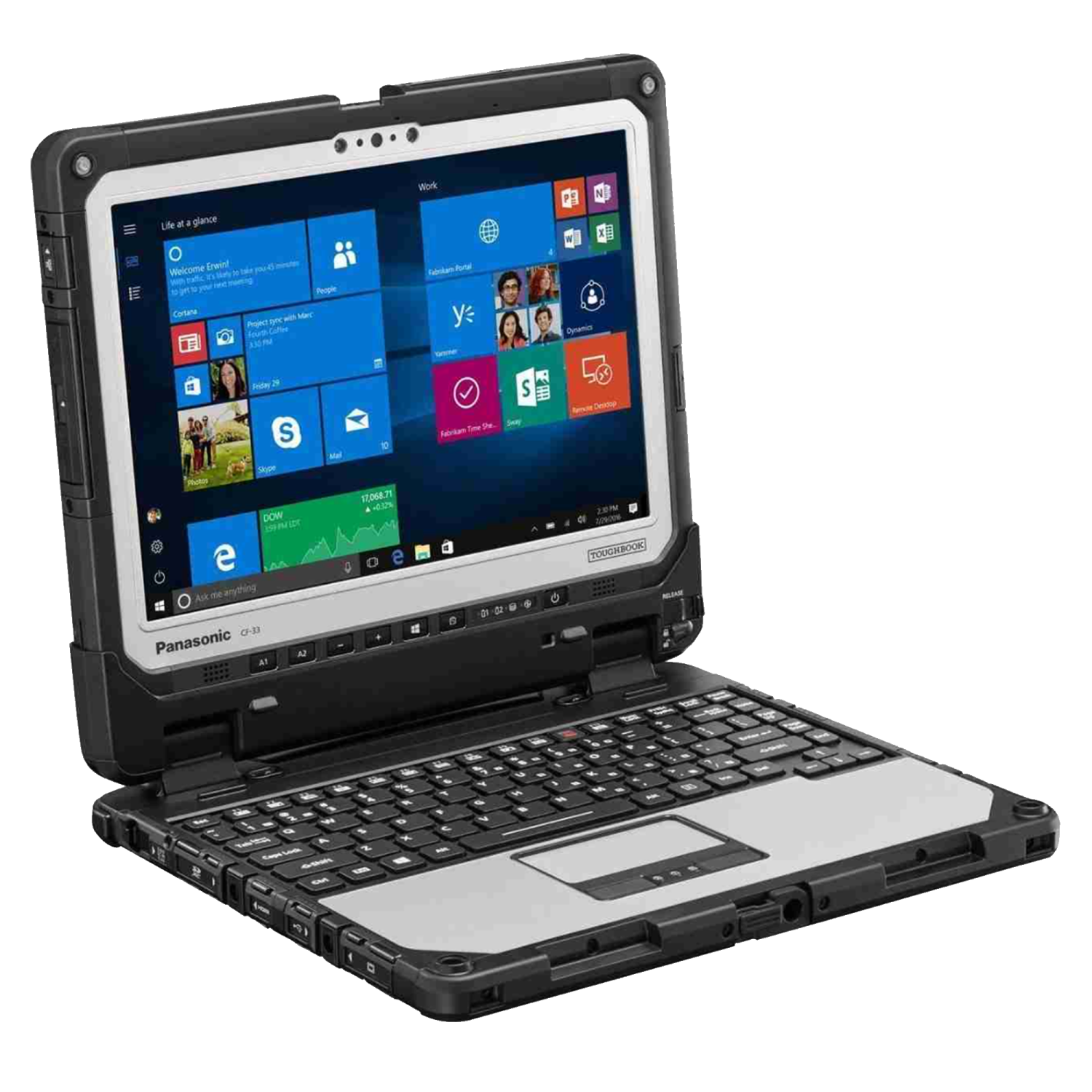 Remis à neuf – Toughbook CF-33 de Panasonic, robuste 2-en-1, 12 po, i5-7300U d'Intel, 4G LTE, DGPS, Barcode, 8GB, SSD 256GB Go, Hello Webcam, Caméra