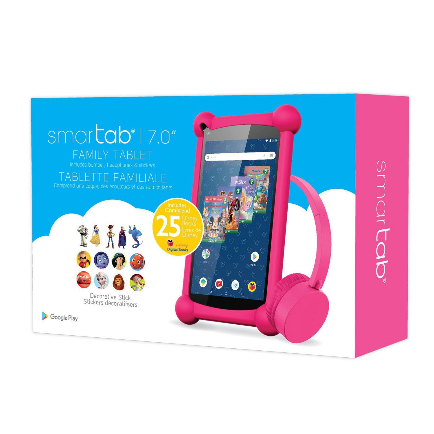 Ensemble tablette Android HD de 7 po Disney ST7160DBL Smartab de Remis à neuf avec écouteurs et étui protecteur rose