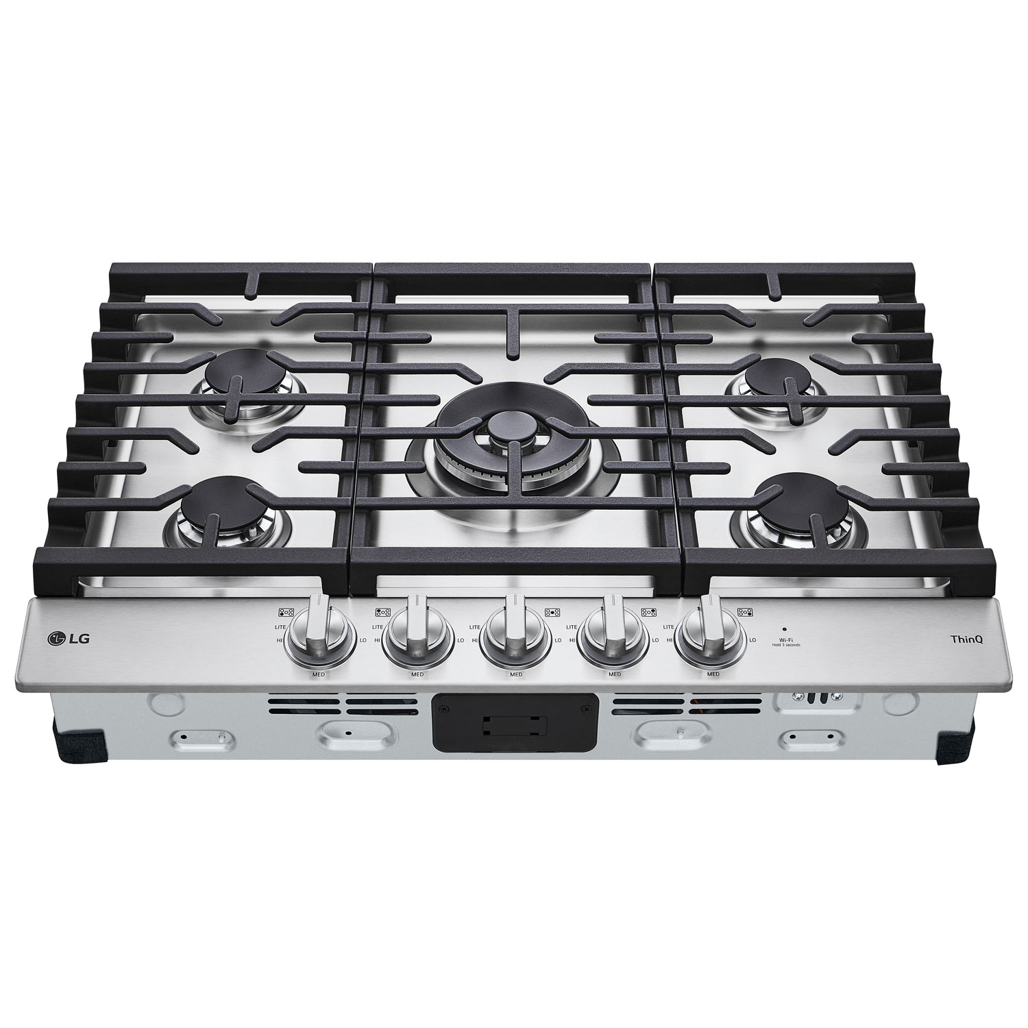 Surface de cuisson intelligente au gaz à 5 brûleurs de 30 po de LG - Acier inoxydable