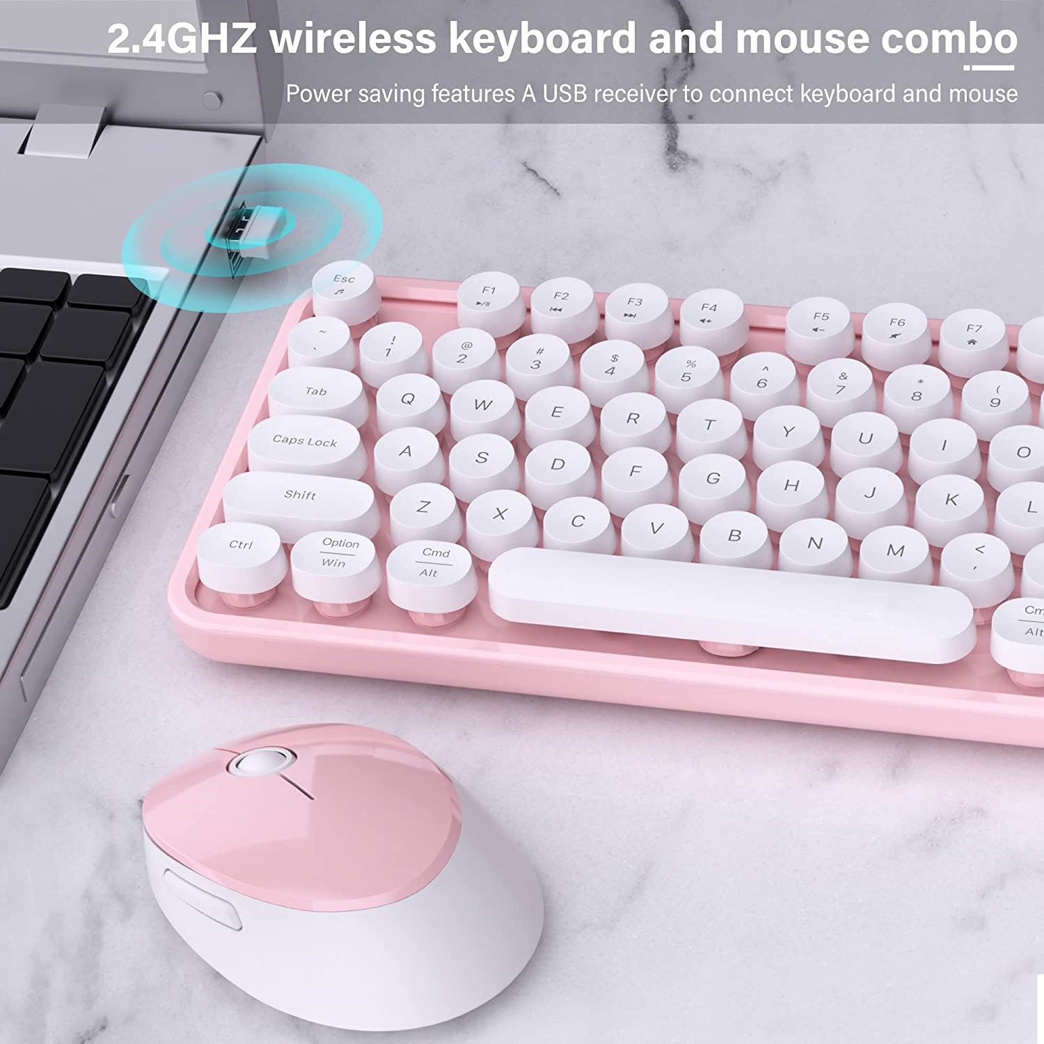 NIERBO 2.4G USB Ergonomic Wireless Keyboard and Mouse Combo for Computer, Laptop, PC Desktops