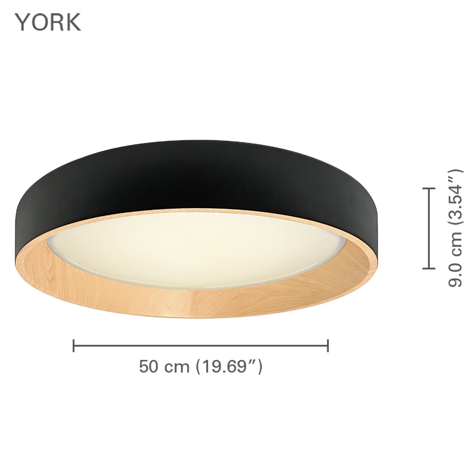 Xtricity - Ceiling Light with Integrated LED, 19.7" Diameter, From the York Collection, Black