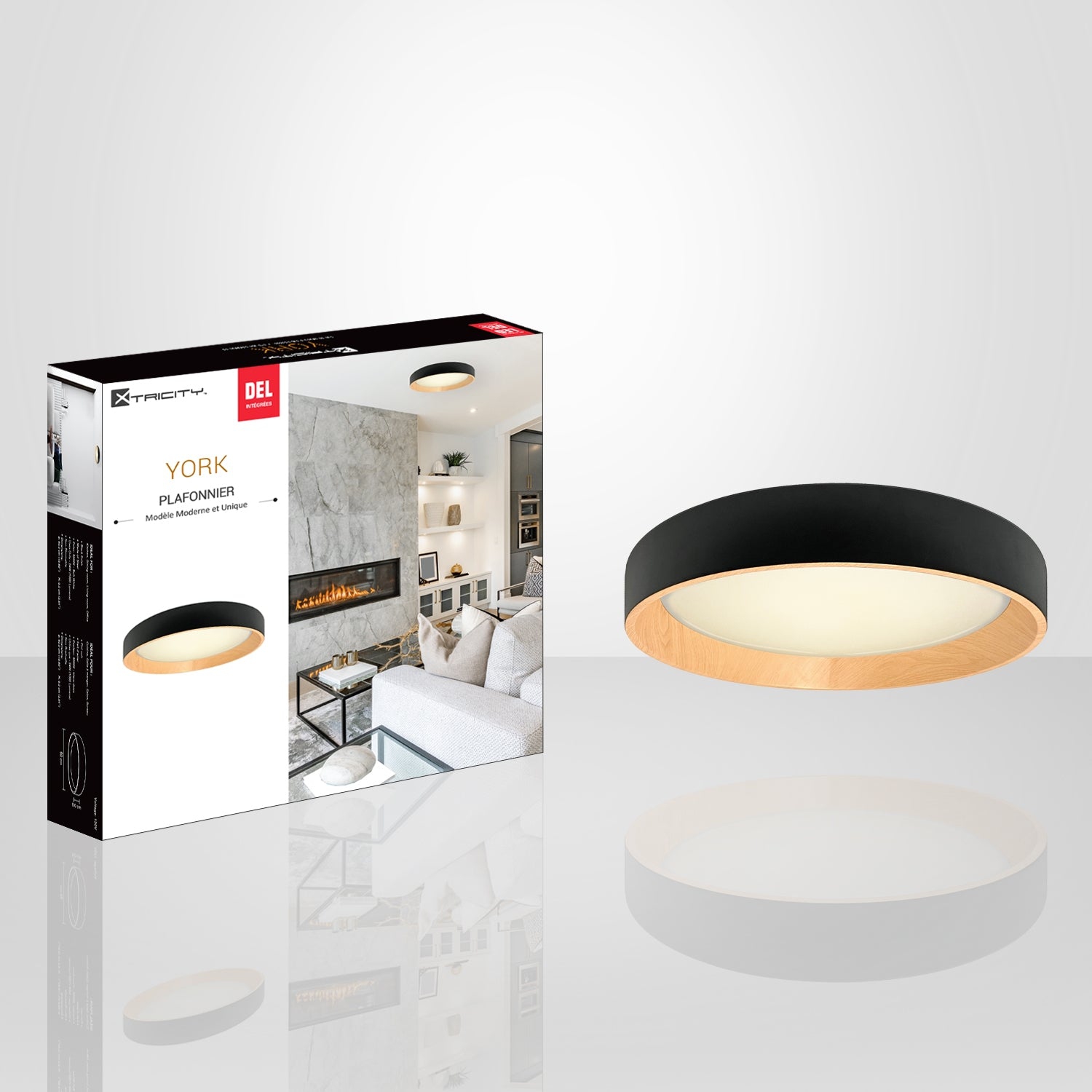 Xtricity - Ceiling Light with Integrated LED, 19.7" Diameter, From the York Collection, Black