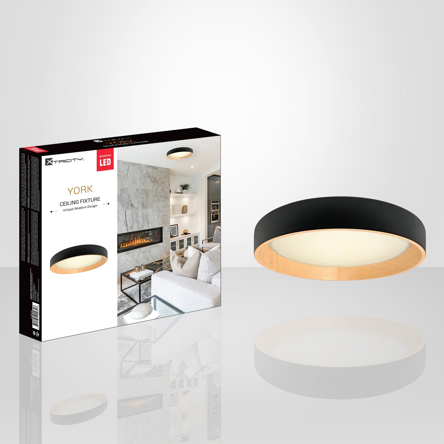 Xtricity - Ceiling Light with Integrated LED, 19.7" Diameter, From the York Collection, Black