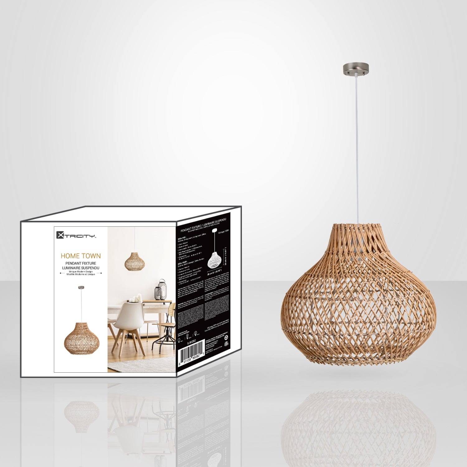 Xtricity - Pendant Light Fixture, Width of 13.78", From the Home Town Collection, Beige