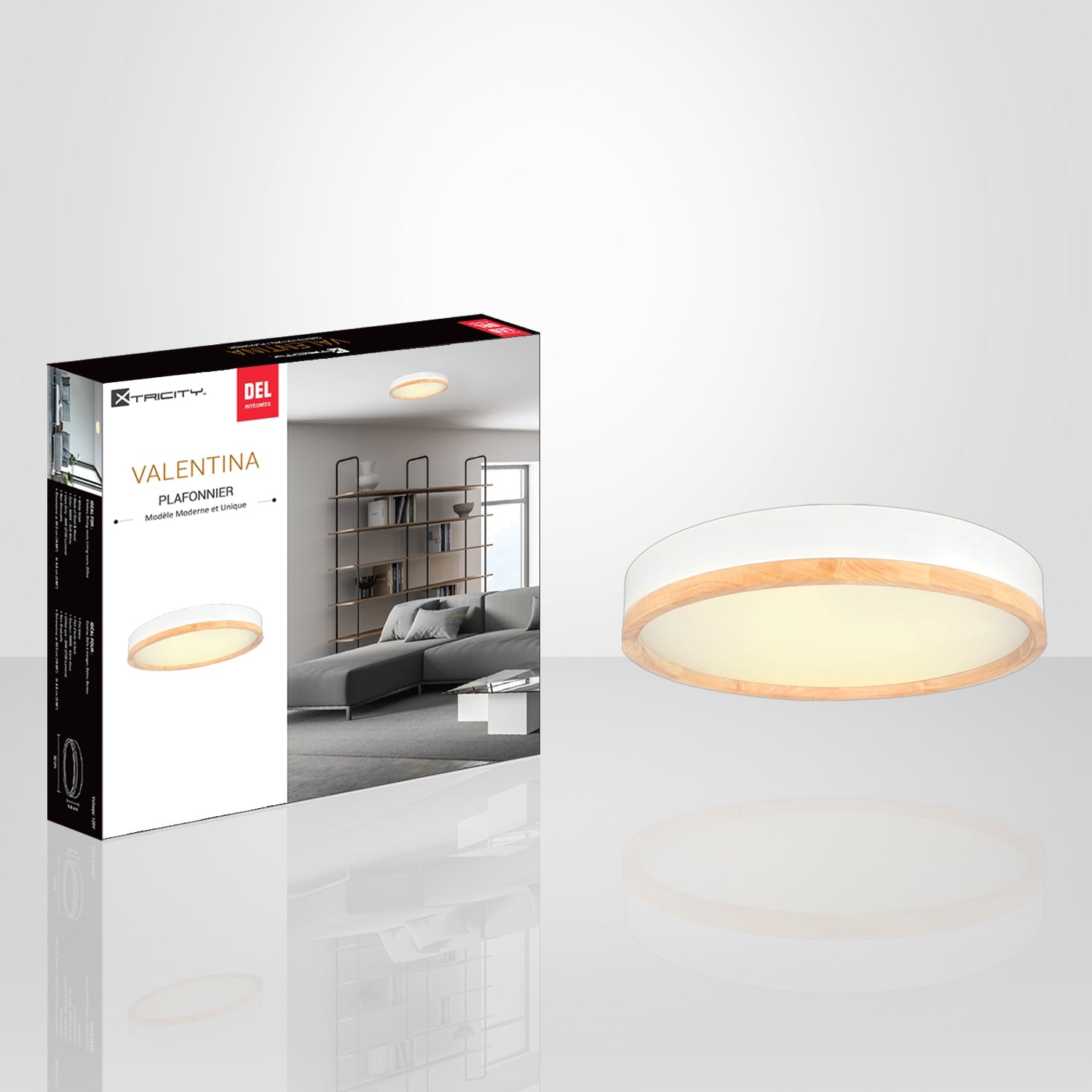 Xtricity - Ceiling Light with Integrated LED, 19.7" Diameter, From the Valentine Collection, White