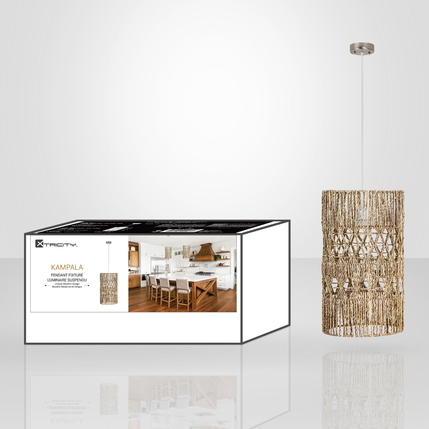 Xtricity - Pendant, 9.84" Width, From the Kampala Collection, Beige