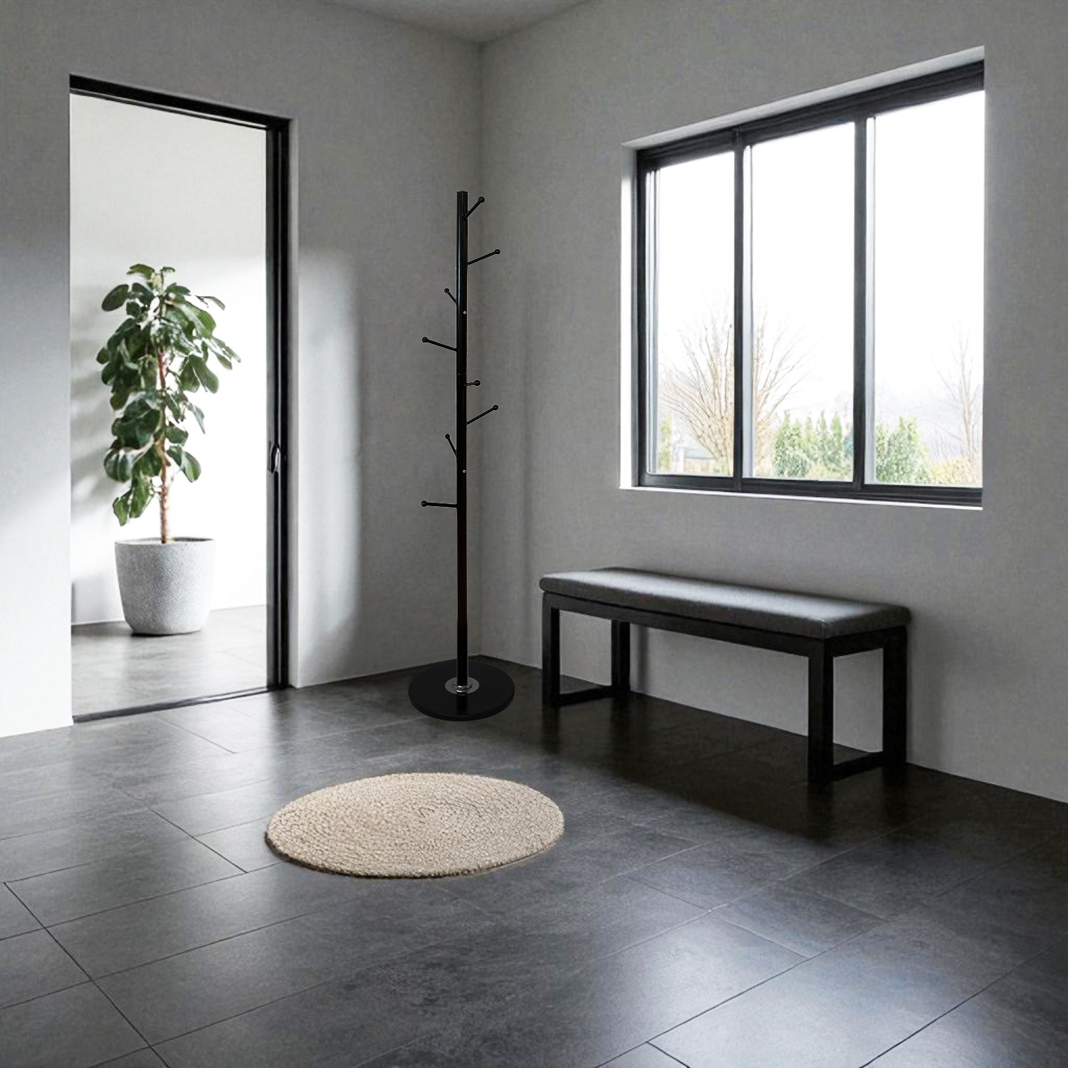 Jessar - Hook/Coat Rack, 40cm x 40cm x 173cm, Black