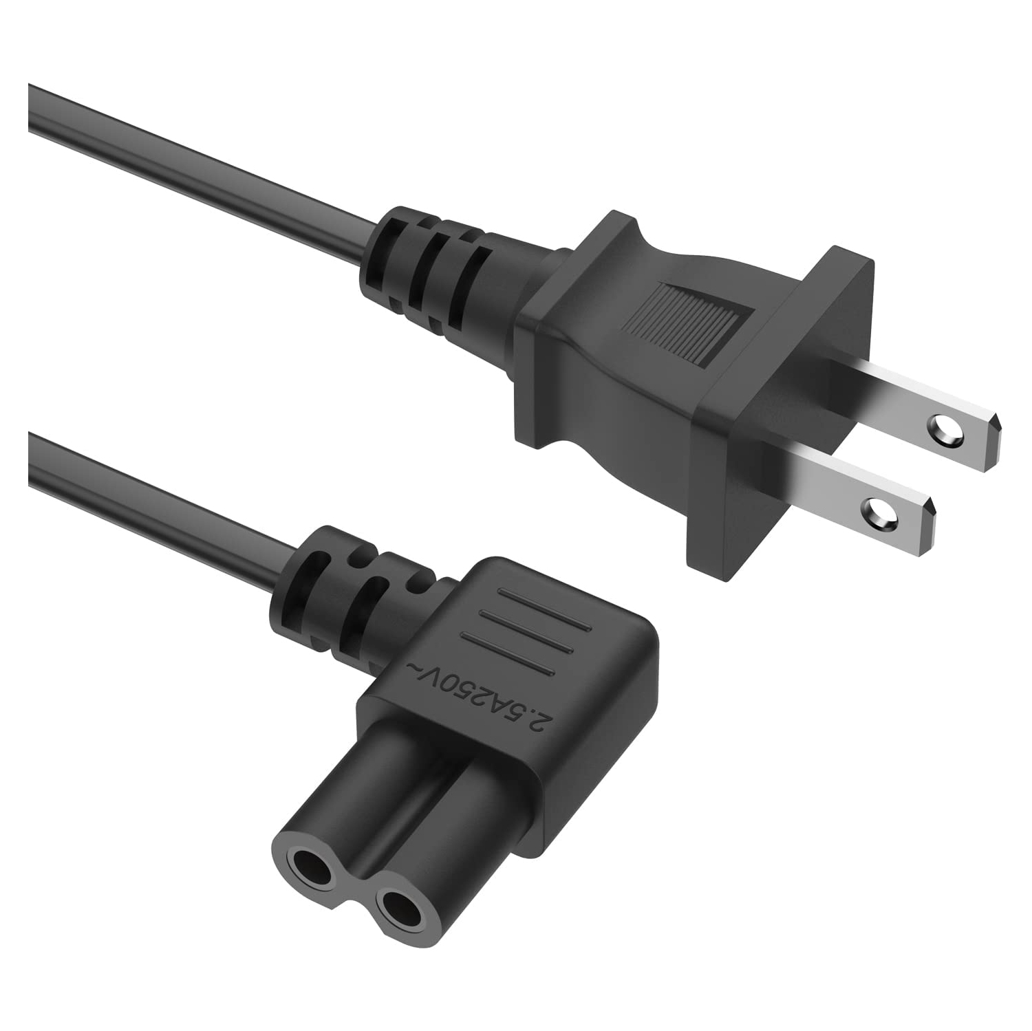 ETL Listed 5FT/1.5M TV Power Cord for Samsung TV LG Sony LED LCD Insignia Sharp Toshiba Apple 2-Slot Plug Wall AC
